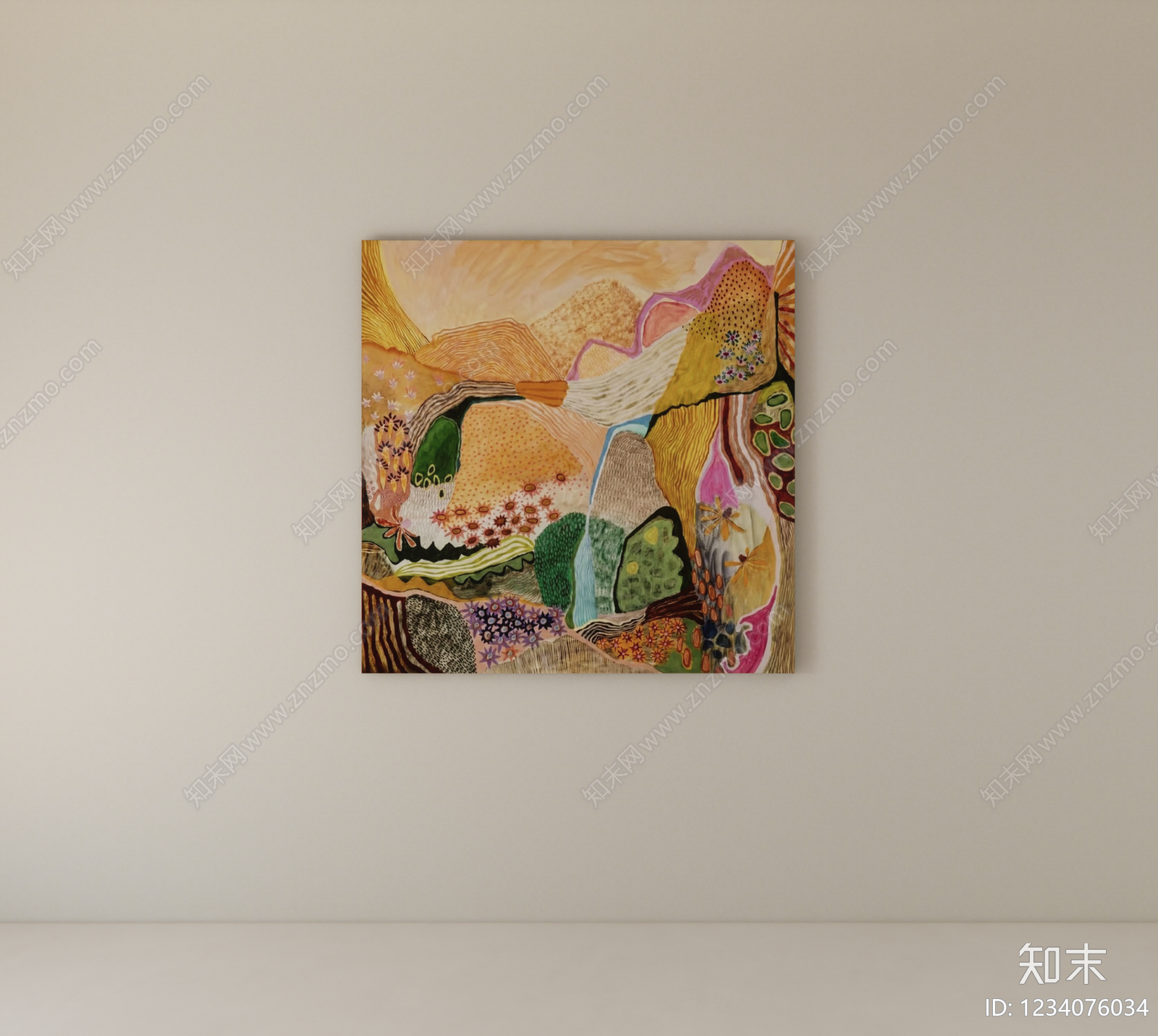 奶油风抽象画SU模型下载【ID:1234076034】