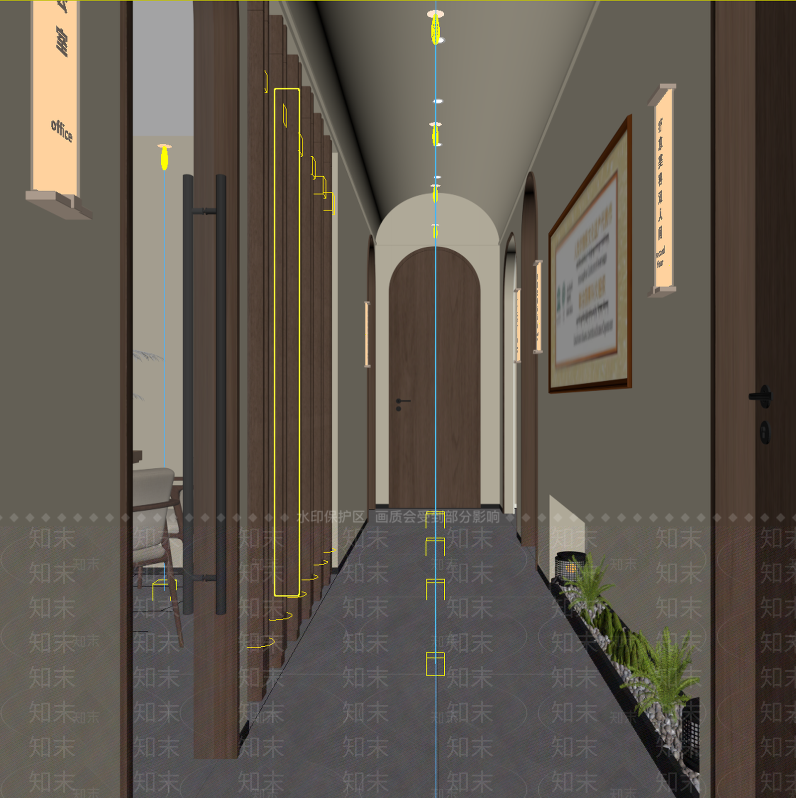 现代简约走廊3D模型下载【ID:1234076167】