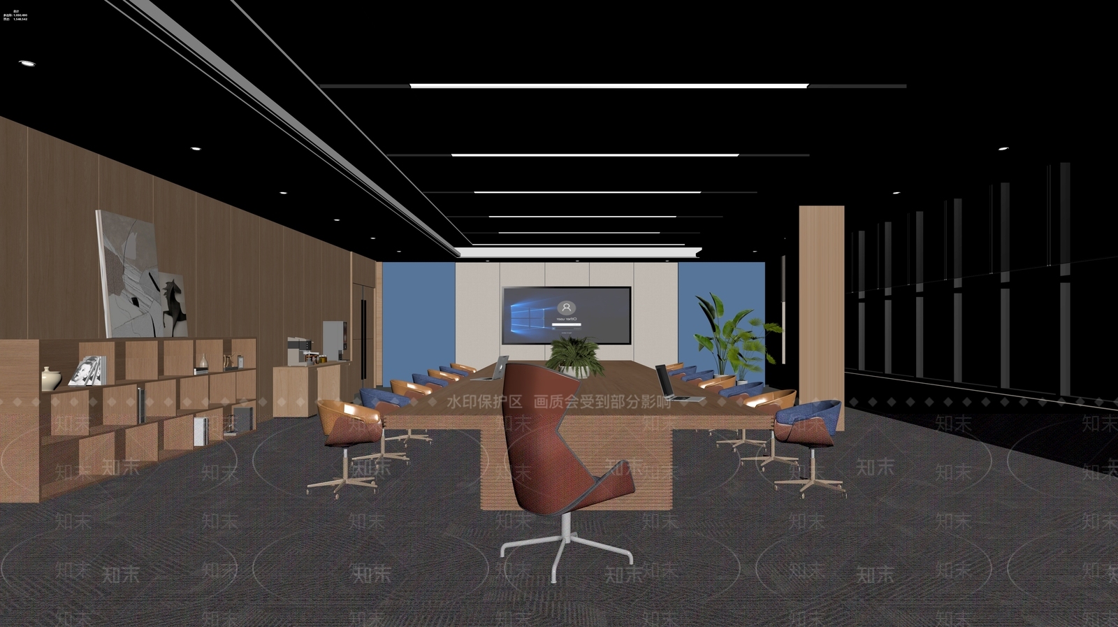 现代简约会议室3D模型下载【ID:1234076821】