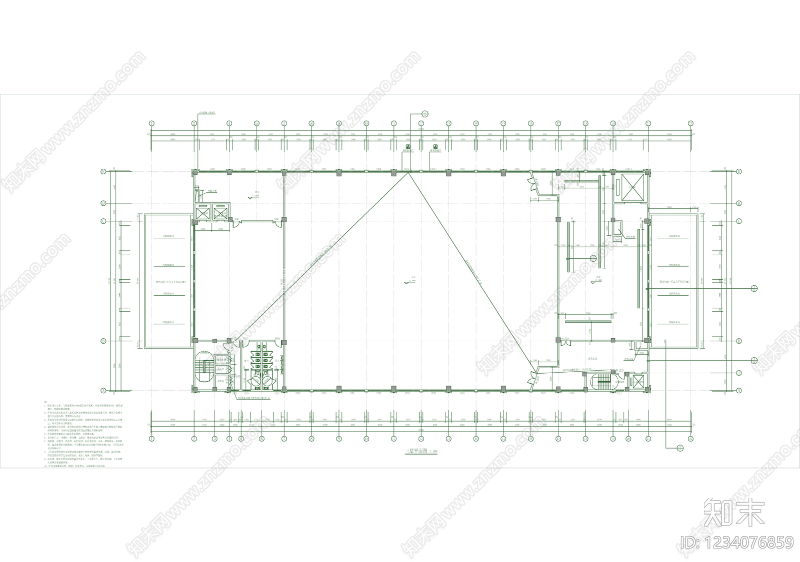 办公楼建筑cad施工图下载【ID:1234076859】