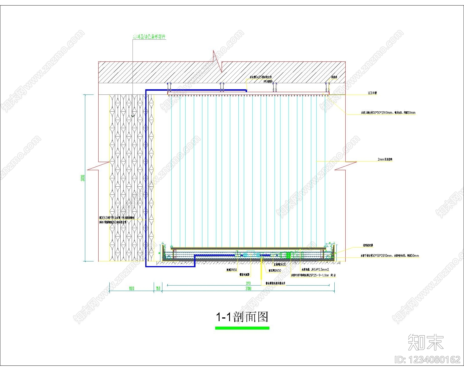 跌水景观cad施工图下载【ID:1234080162】