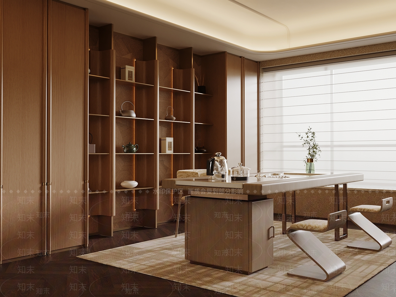 新中式茶室SU模型下载【ID:1234080209】