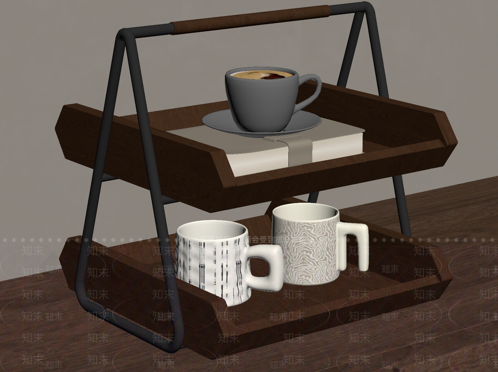 现代简约书架3D模型下载【ID:1234080486】