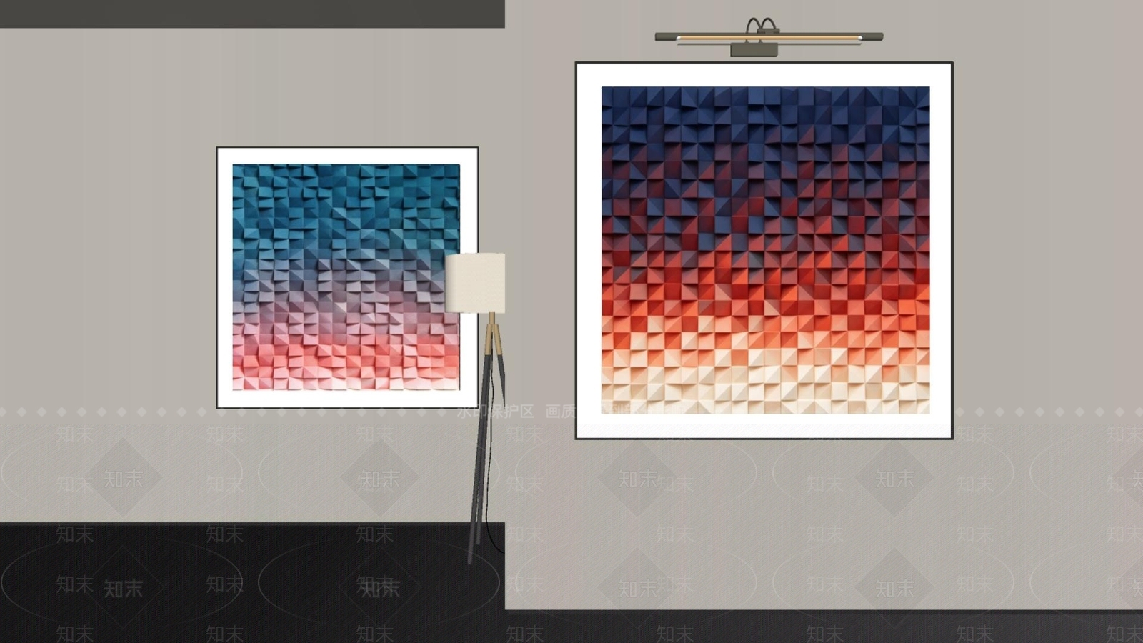 现代简约抽象画SU模型下载【ID:1234081074】