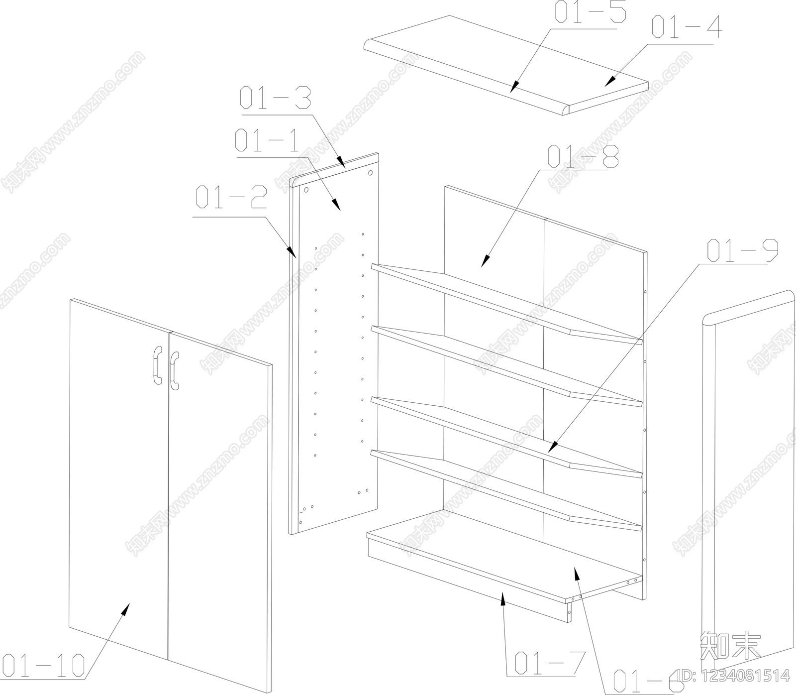 柜子cad施工图下载【ID:1234081514】