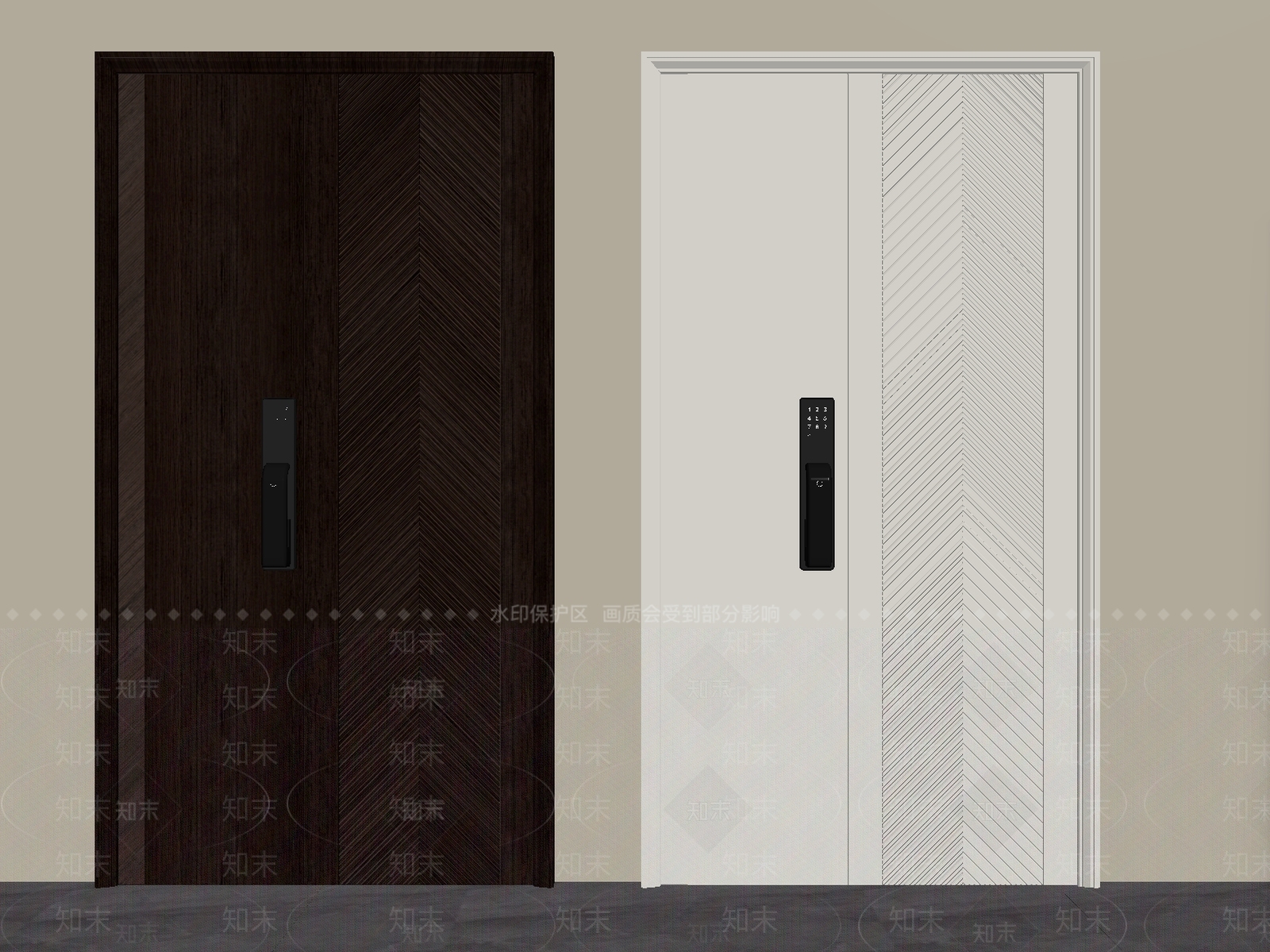 现代简约门组合3D模型下载【ID:1234081603】