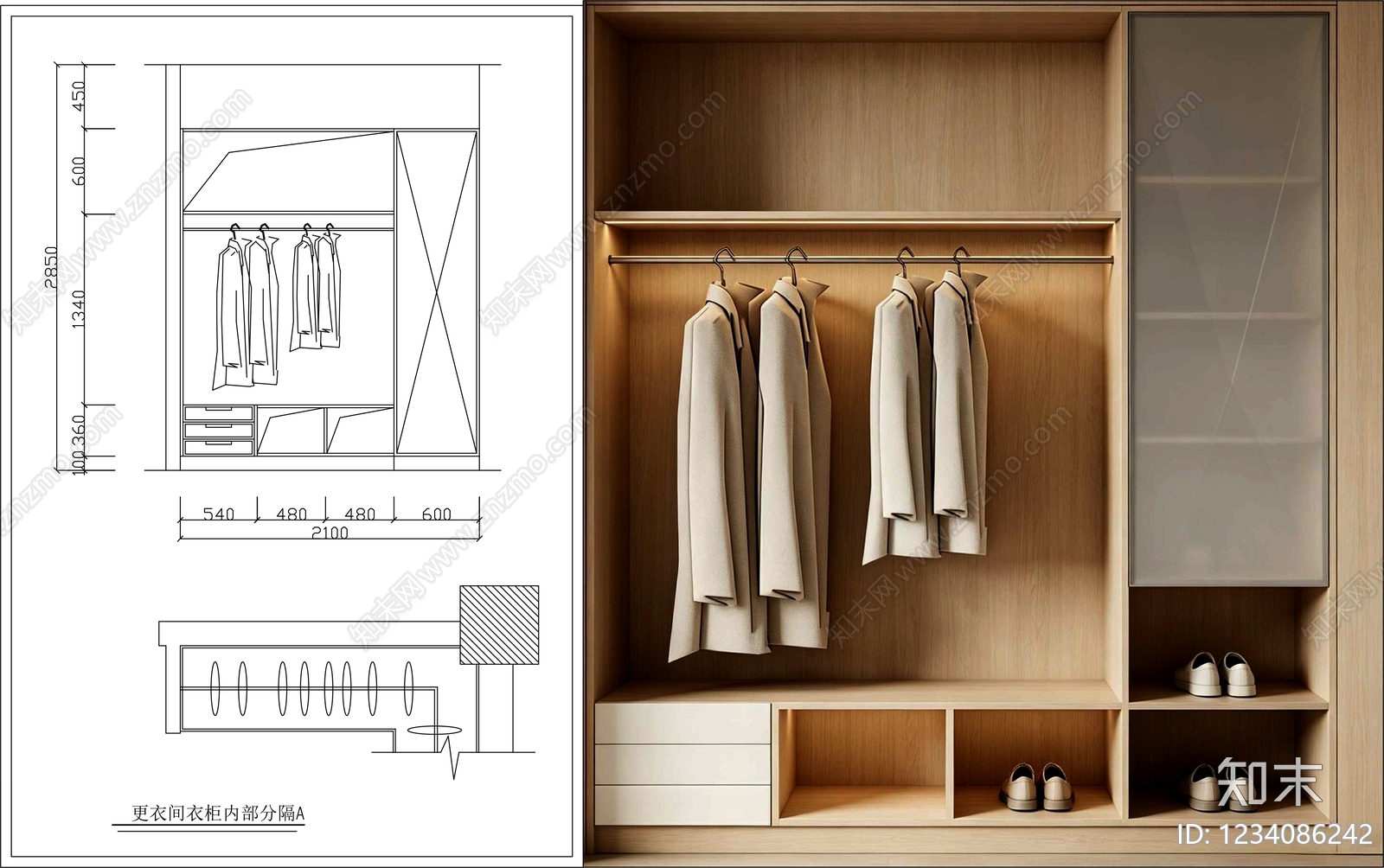 柜子cad施工图下载【ID:1234086242】