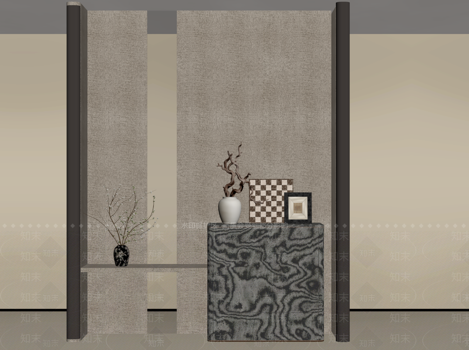 轻奢玄关柜3D模型下载【ID:1234087745】