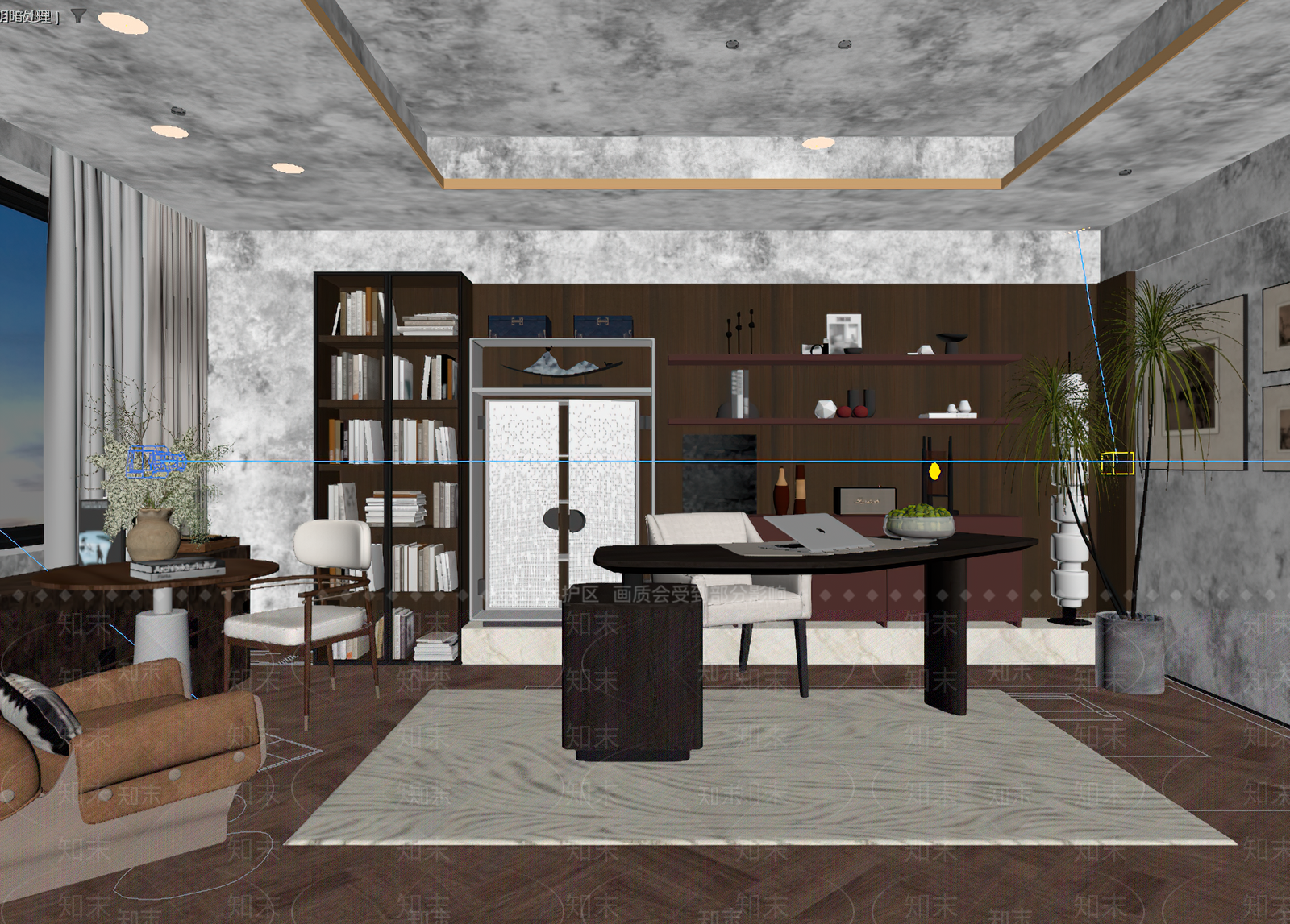 新中式书房3D模型下载【ID:1234090400】