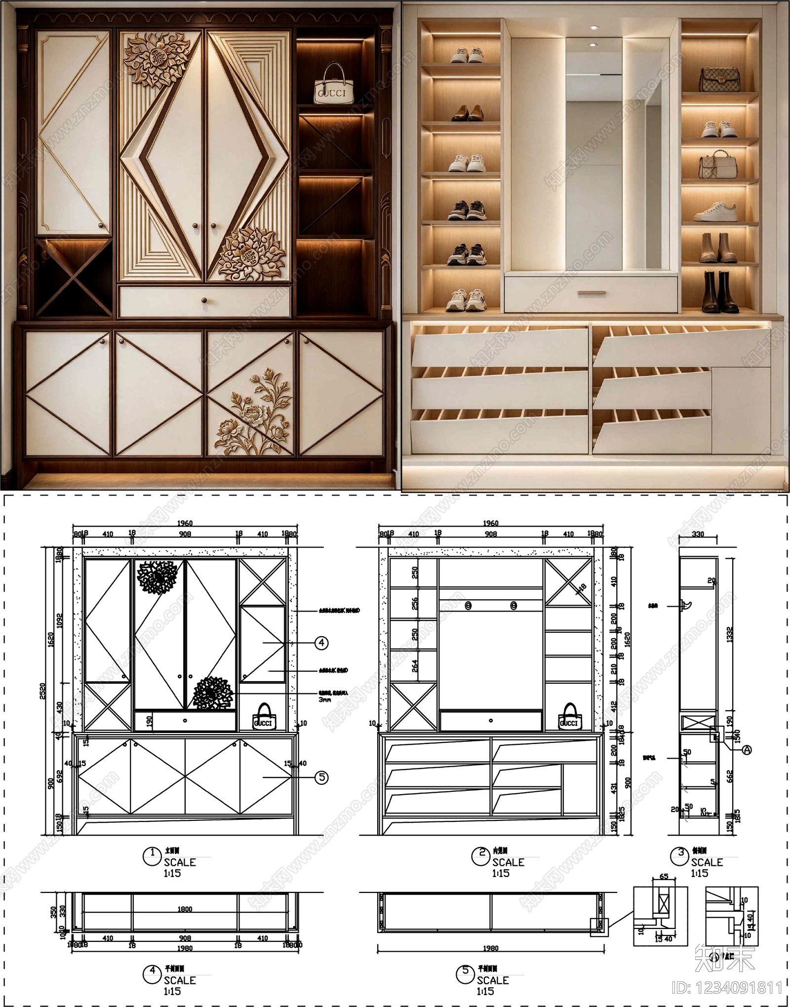 柜子cad施工图下载【ID:1234091811】