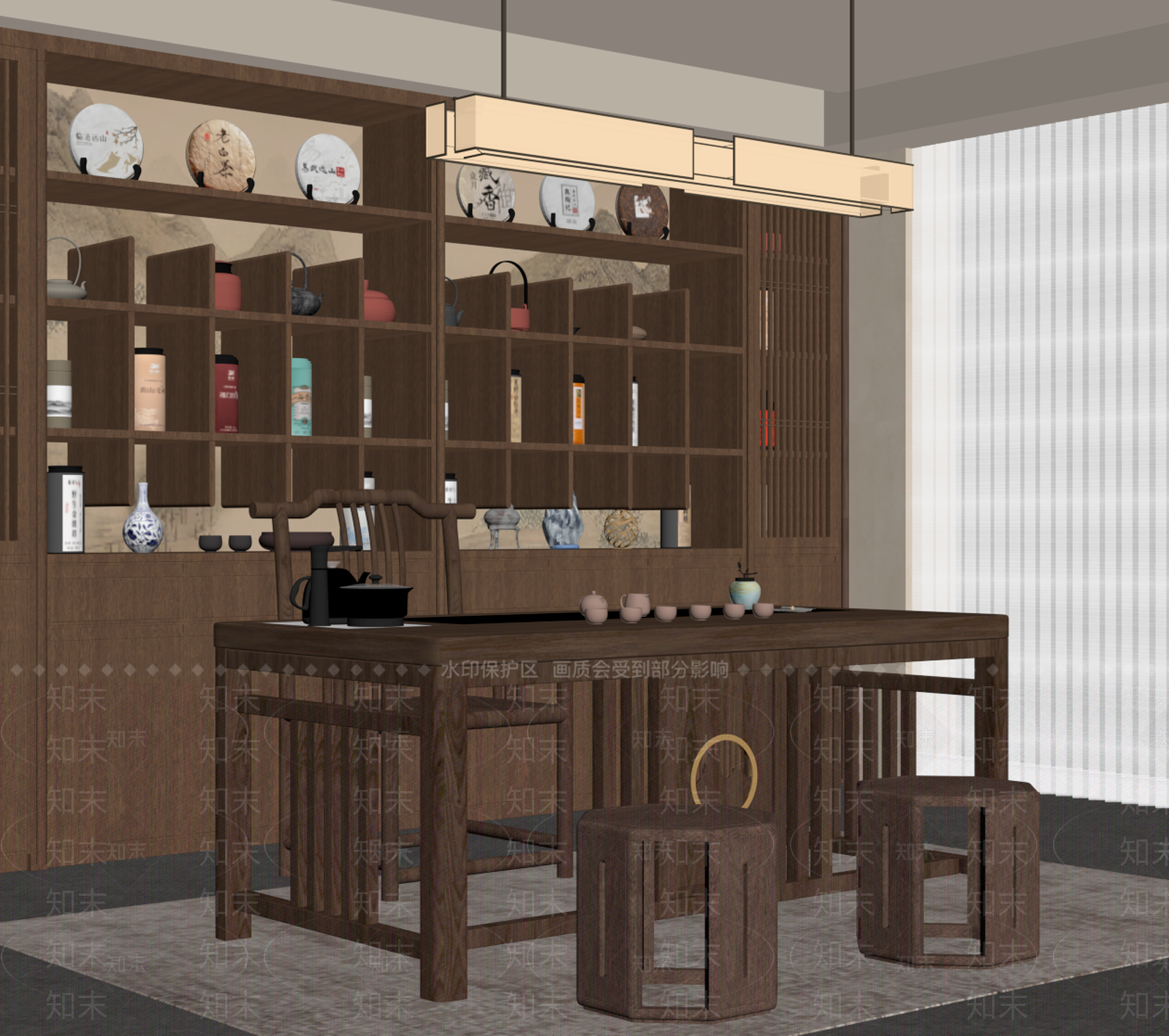新中式茶桌椅3D模型下载【ID:1234092333】