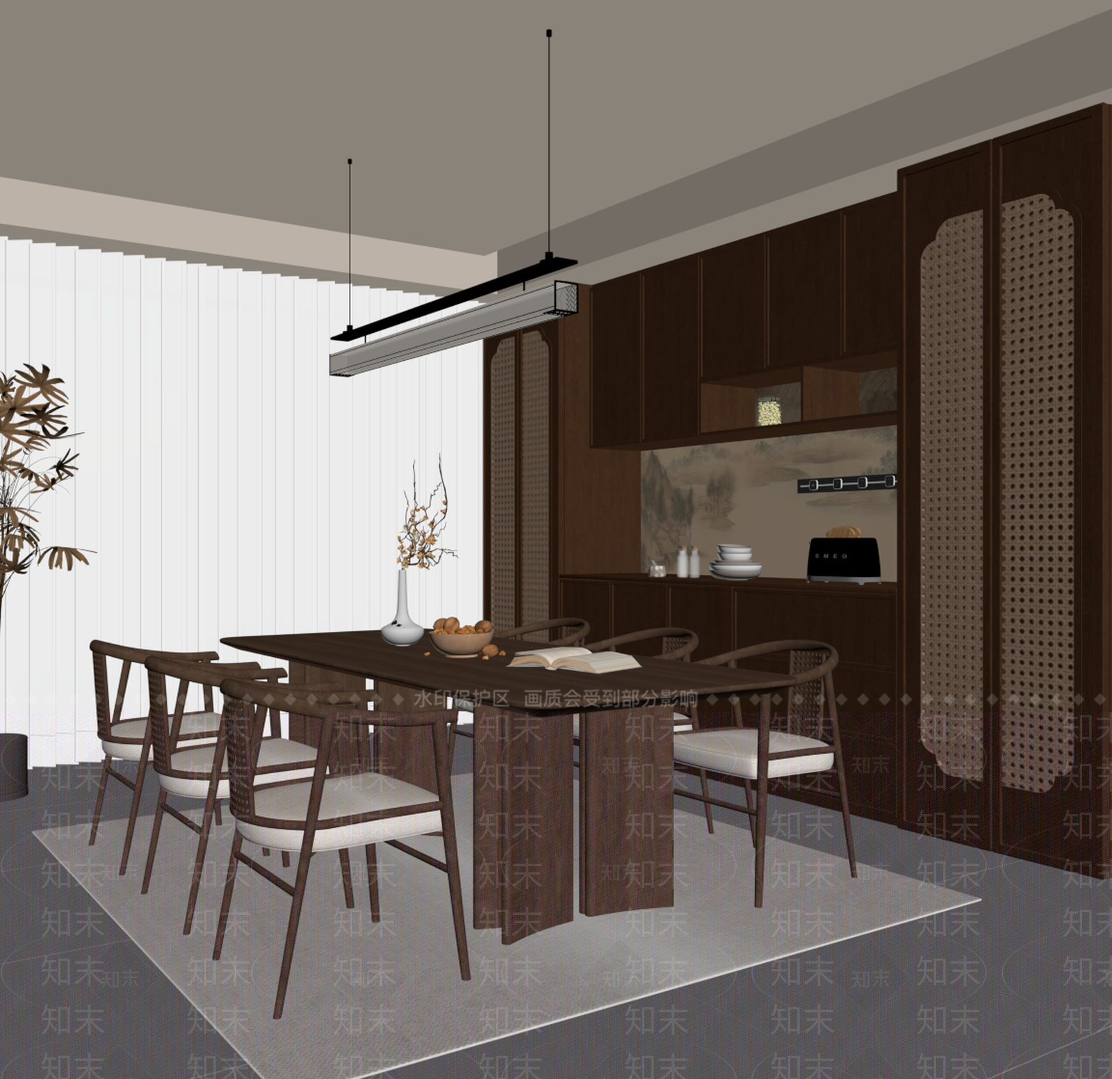 新中式宋式餐厅3D模型下载【ID:1234093683】