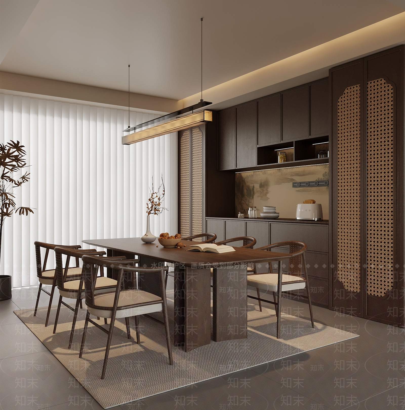 新中式宋式餐厅3D模型下载【ID:1234093683】