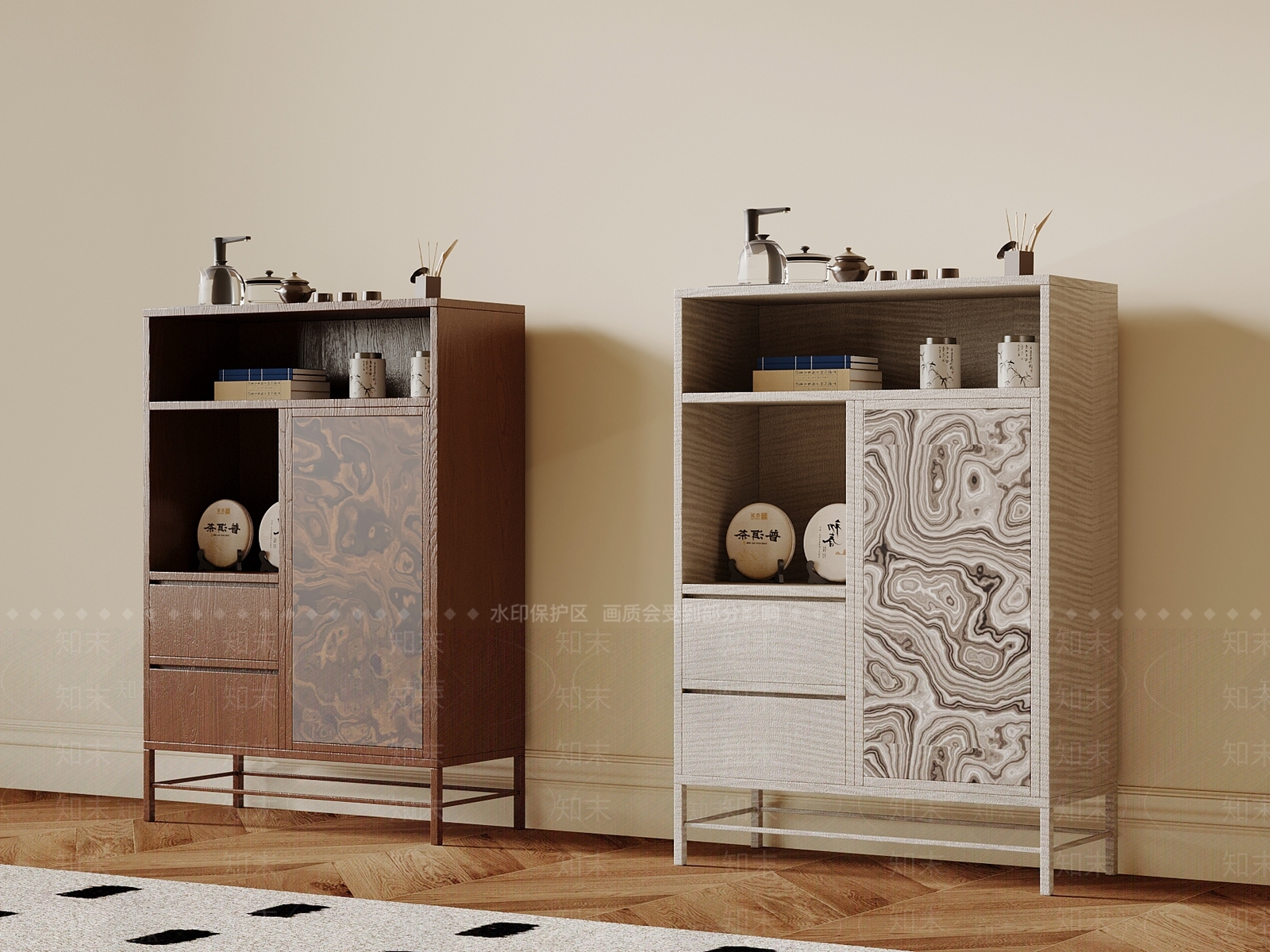 新中式茶柜3D模型下载【ID:1234094755】
