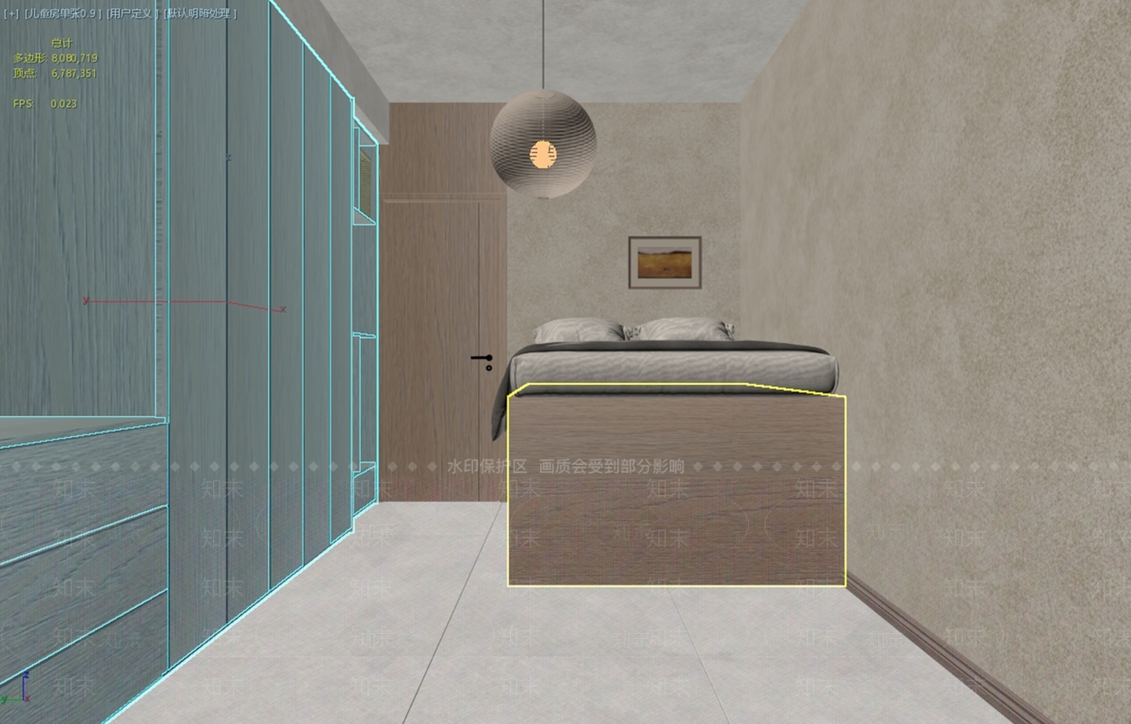 原木风家居卧室3D模型下载【ID:1234098780】
