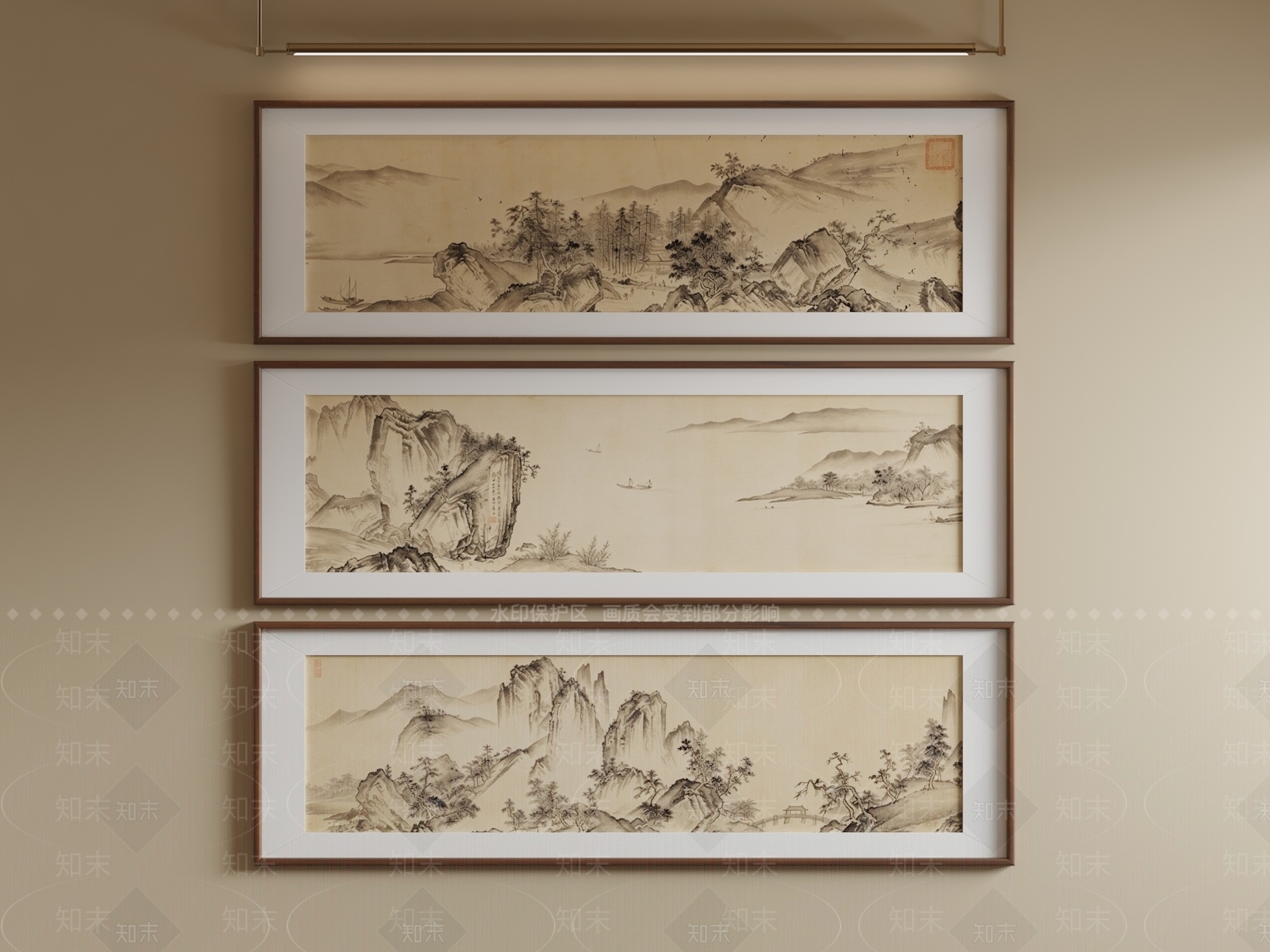 新中式山水画SU模型下载【ID:1234100798】