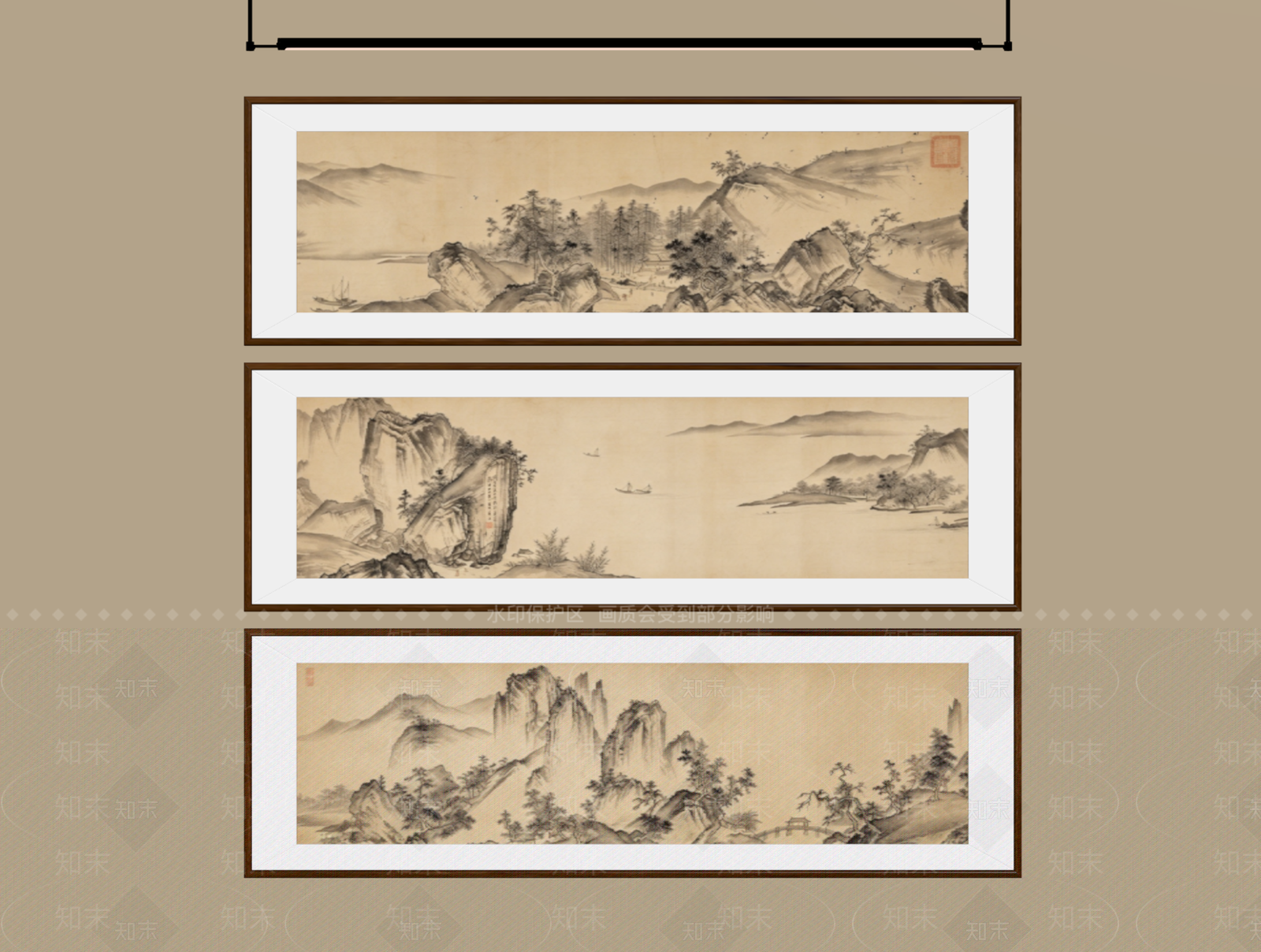 新中式山水画SU模型下载【ID:1234100798】