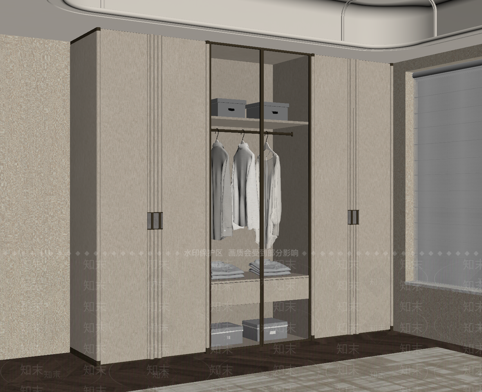 轻奢衣柜3D模型下载【ID:1234100907】
