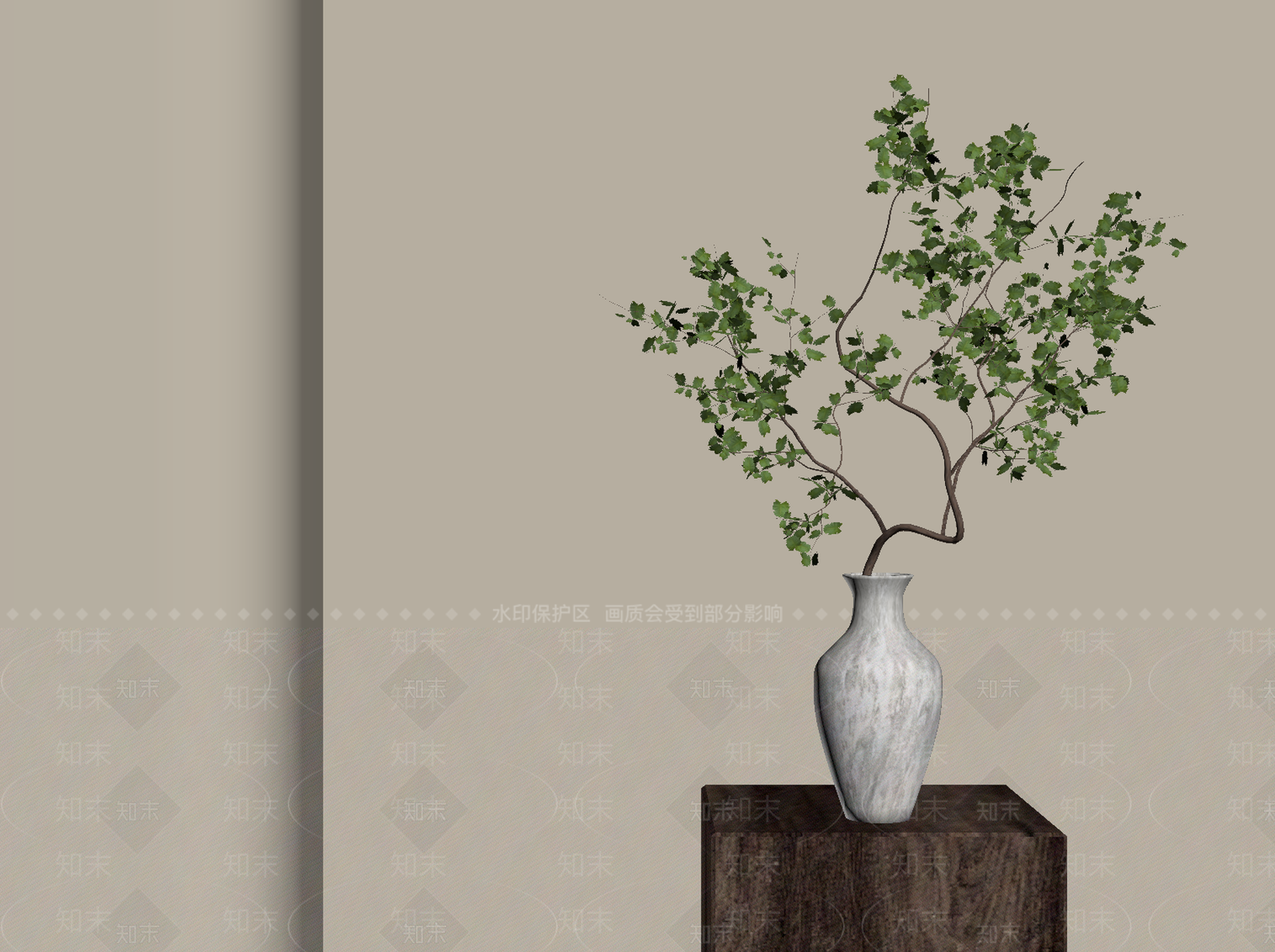 极简绿植摆件3D模型下载【ID:1234102205】