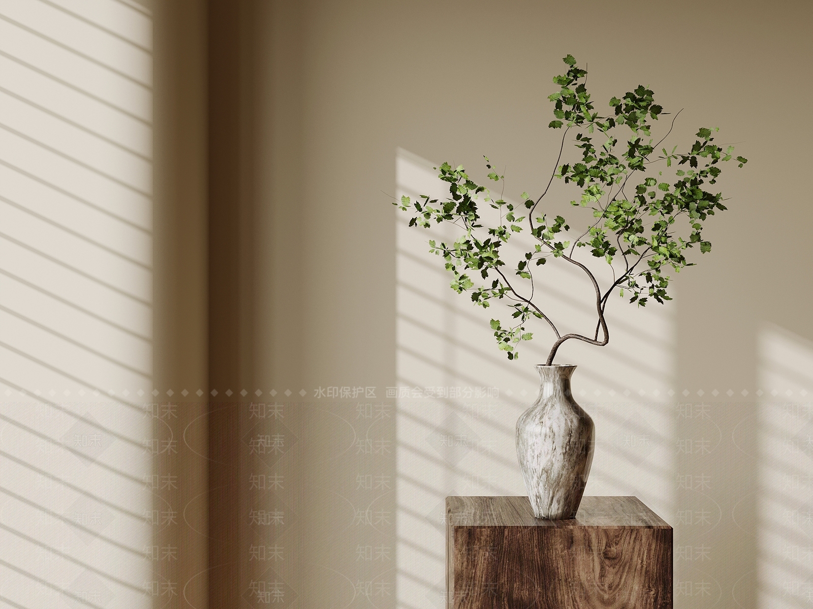 极简绿植摆件3D模型下载【ID:1234102205】