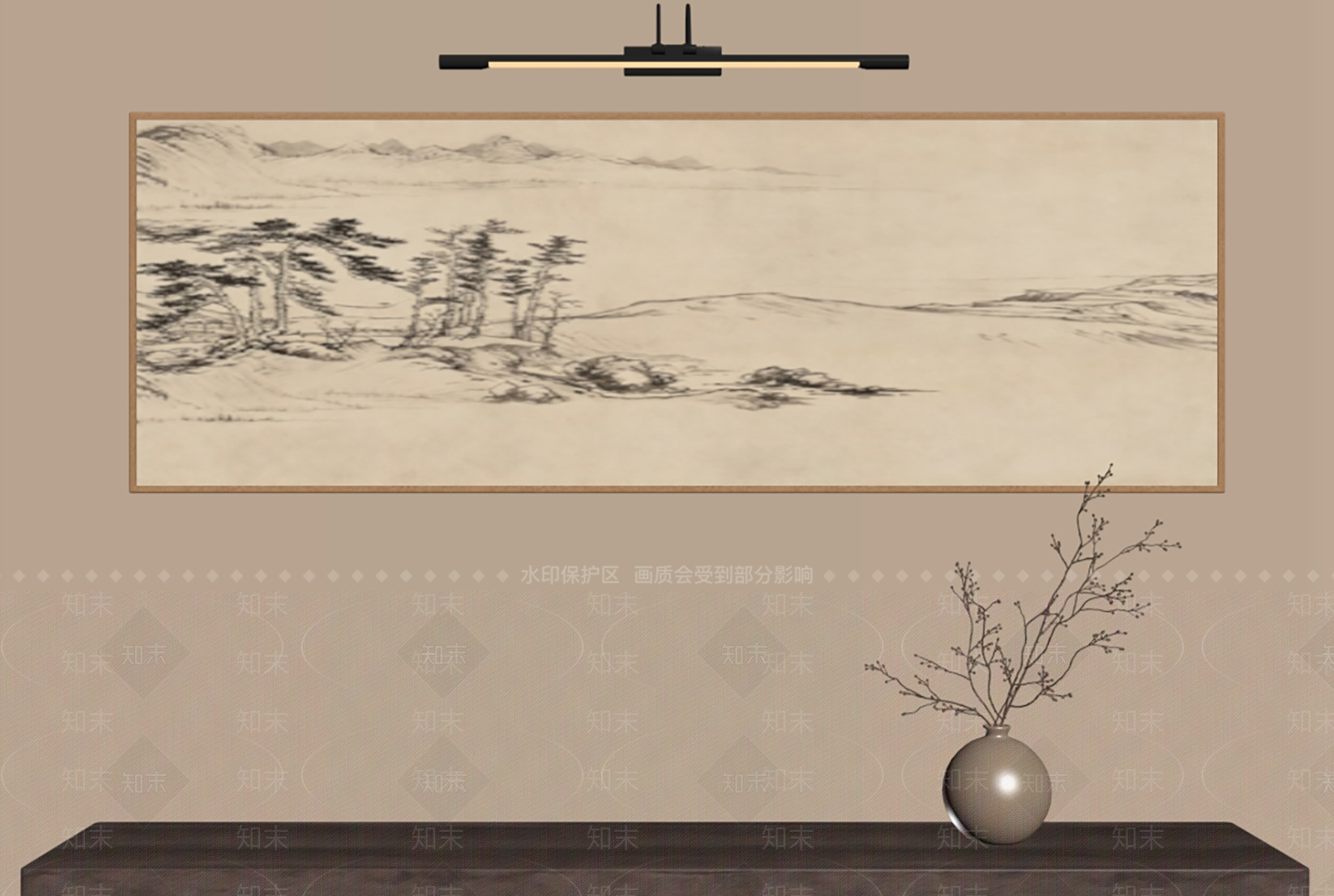 新中式山水画SU模型下载【ID:1234102572】