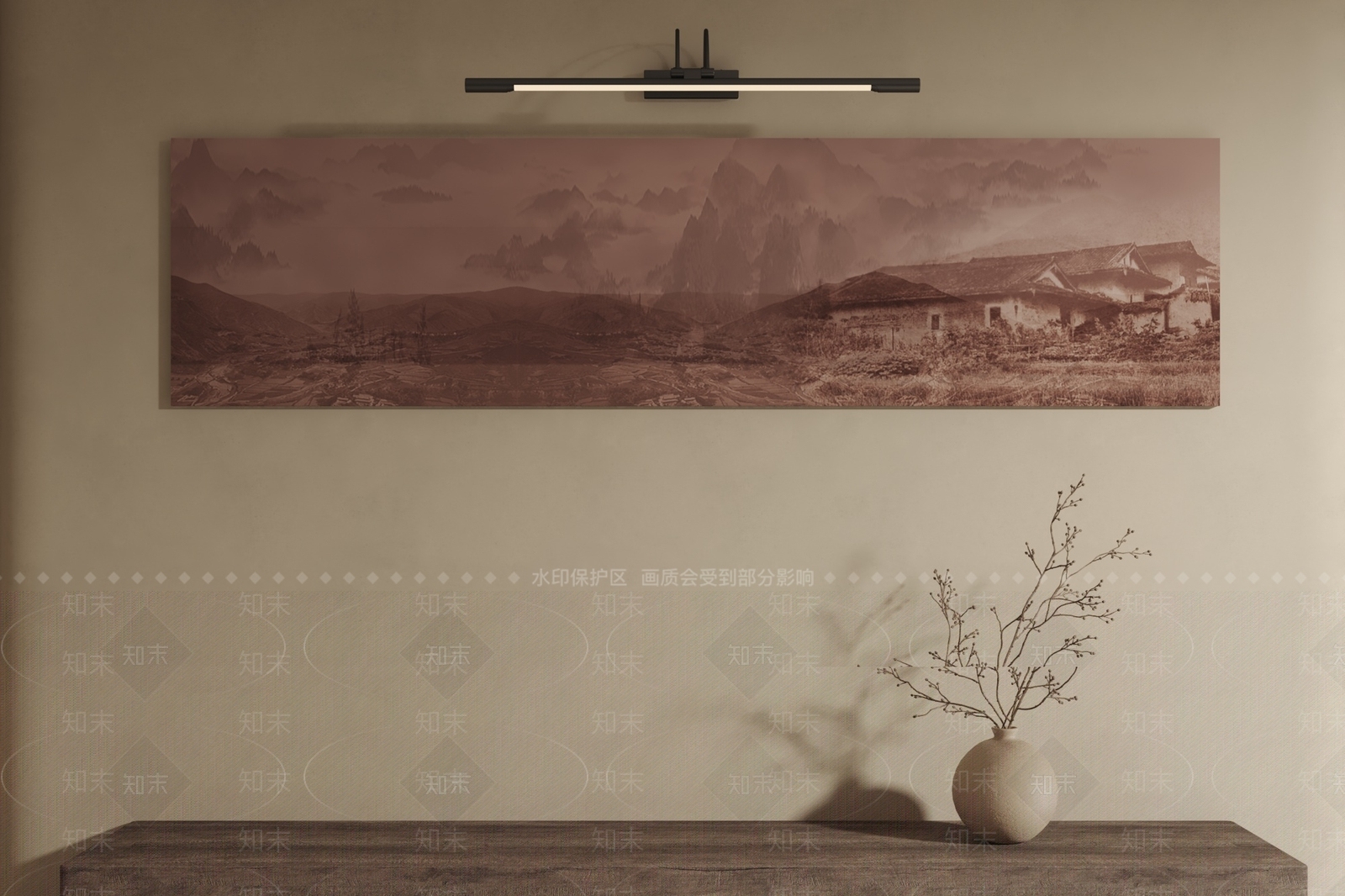 新中式山水画3D模型下载【ID:1234103696】