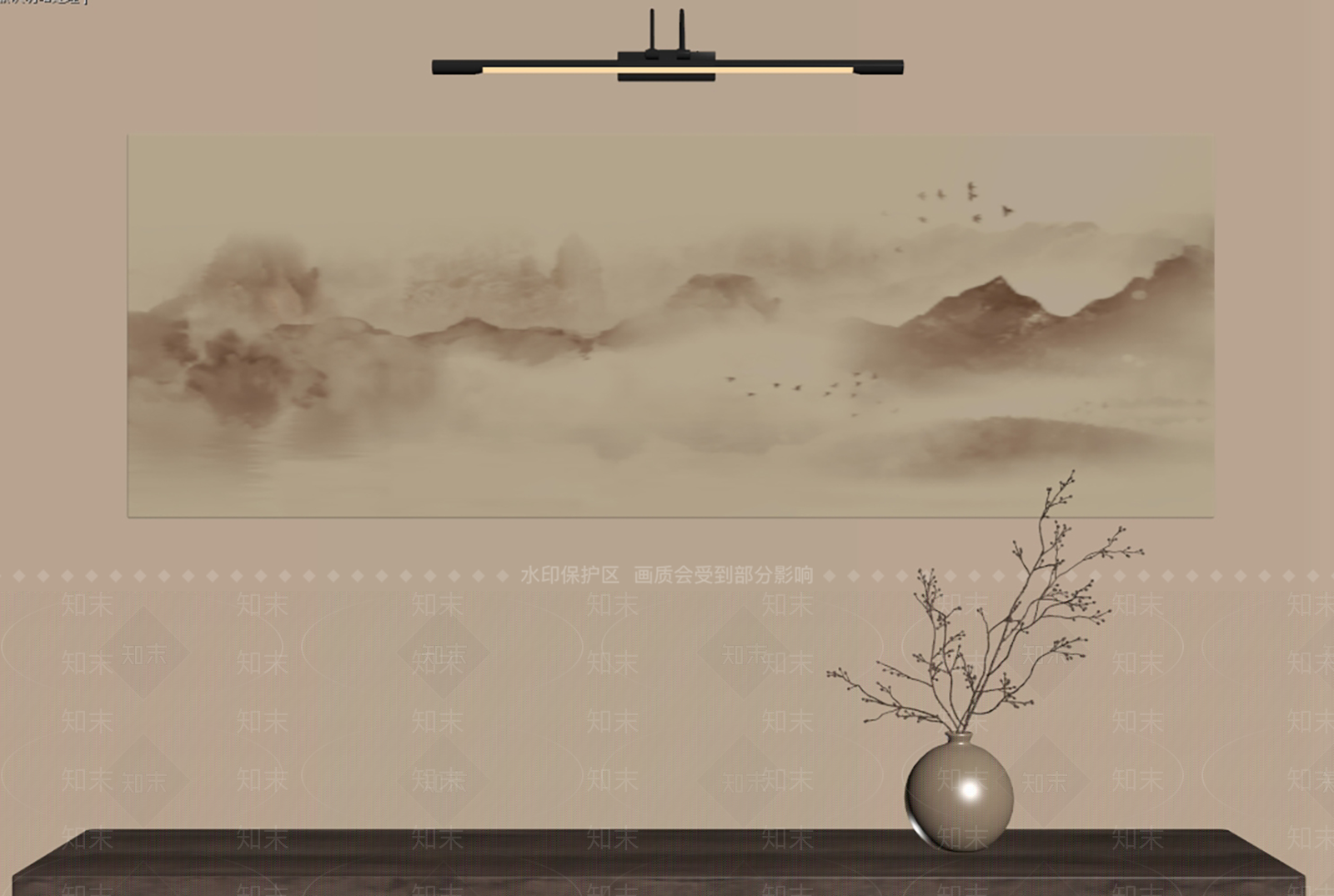 新中式山水画SU模型下载【ID:1234104796】