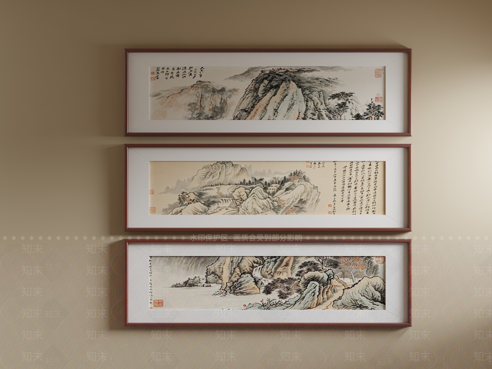 新中式山水画3D模型下载【ID:1234107457】