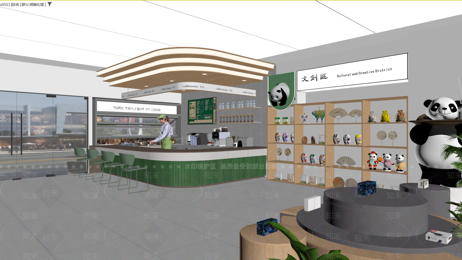 原木风咖啡厅3D模型下载【ID:1234108604】