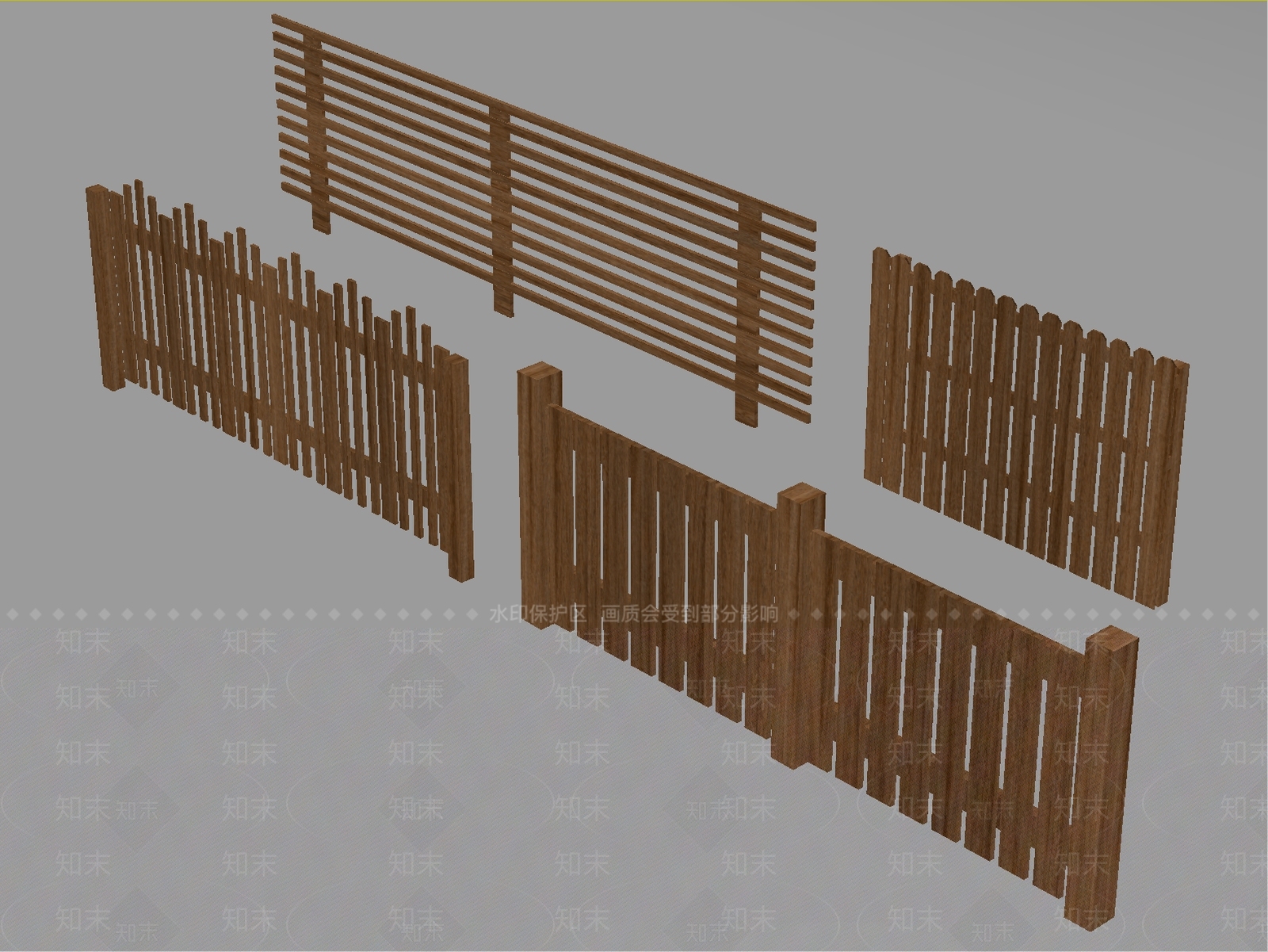 原木风栏杆3D模型下载【ID:1234109300】