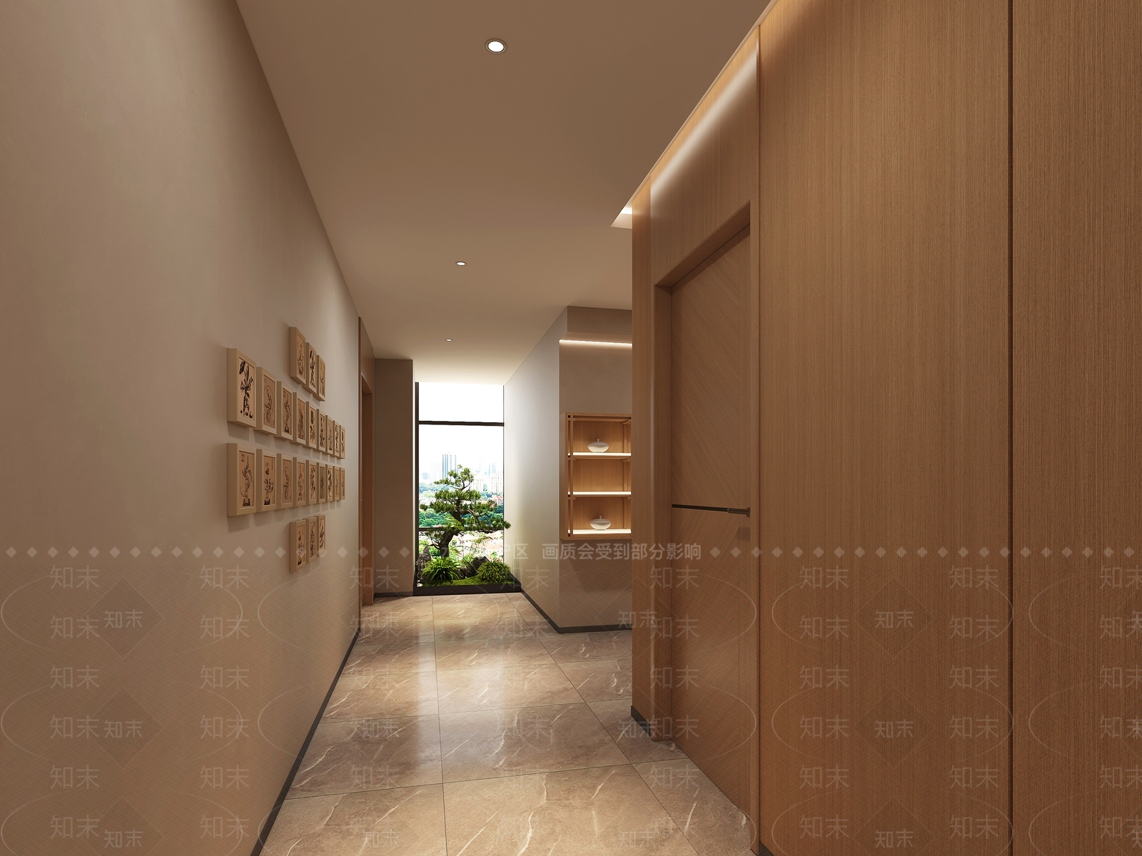 新中式酒店走廊3D模型下载【ID:1234112310】