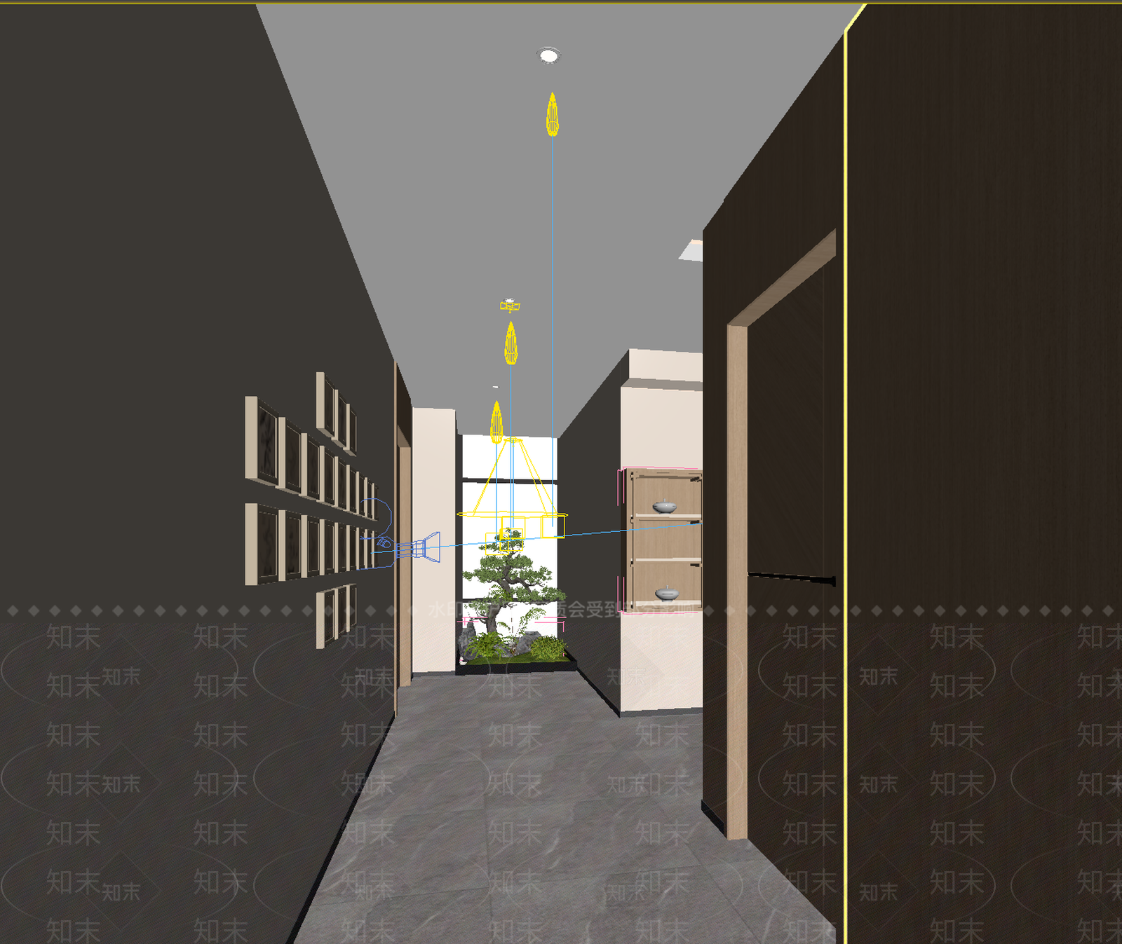 新中式酒店走廊3D模型下载【ID:1234112310】