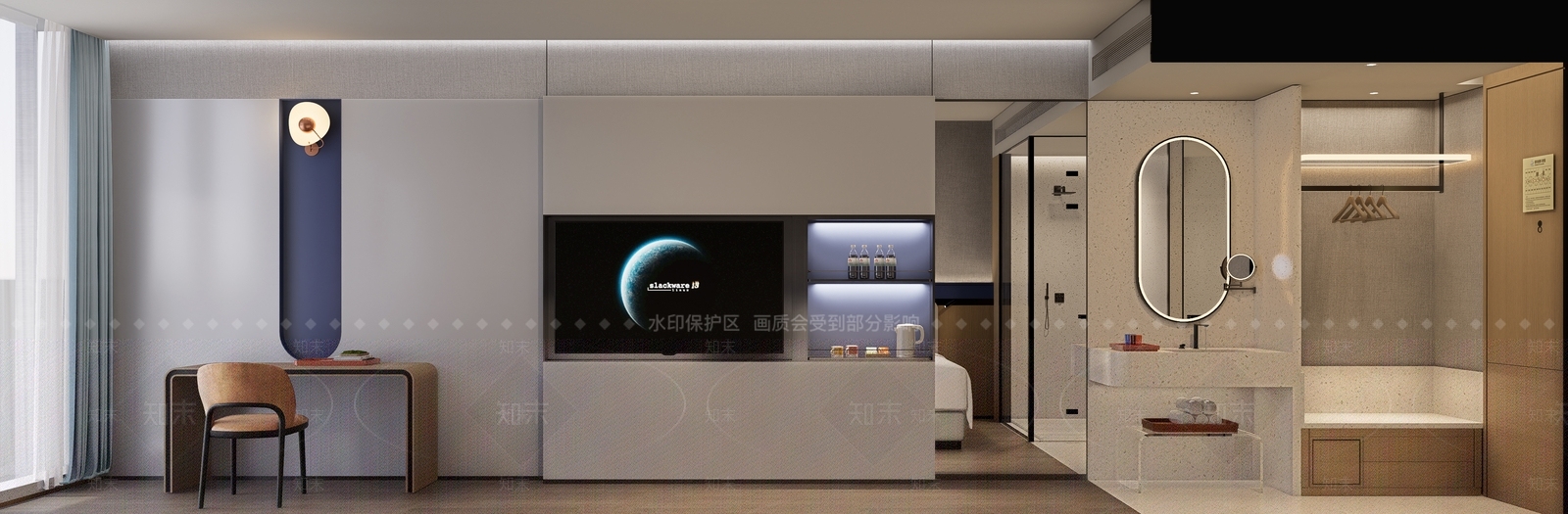 现代简约酒店客房SU模型下载【ID:1234112732】