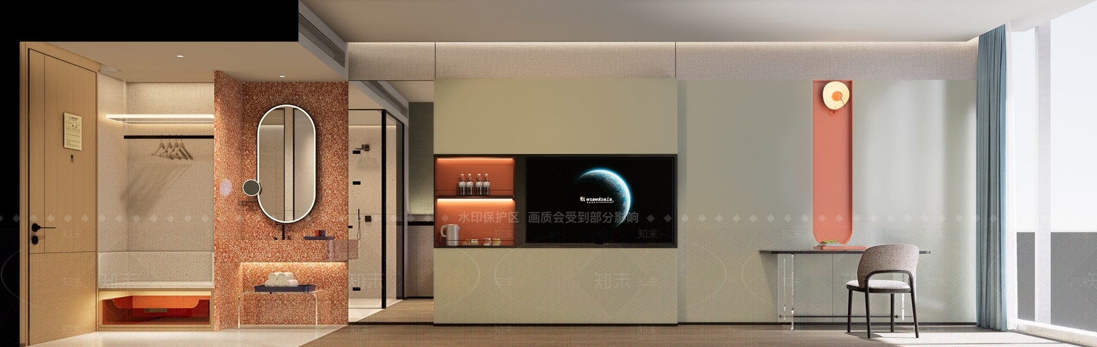 现代简约酒店客房SU模型下载【ID:1234112732】