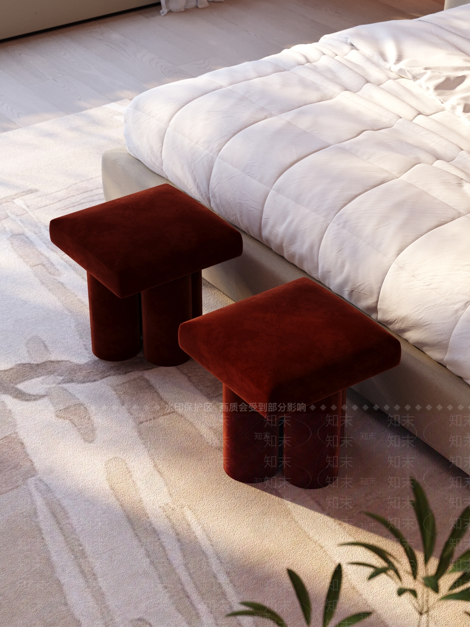 现代简约床尾凳3D模型下载【ID:1234120059】