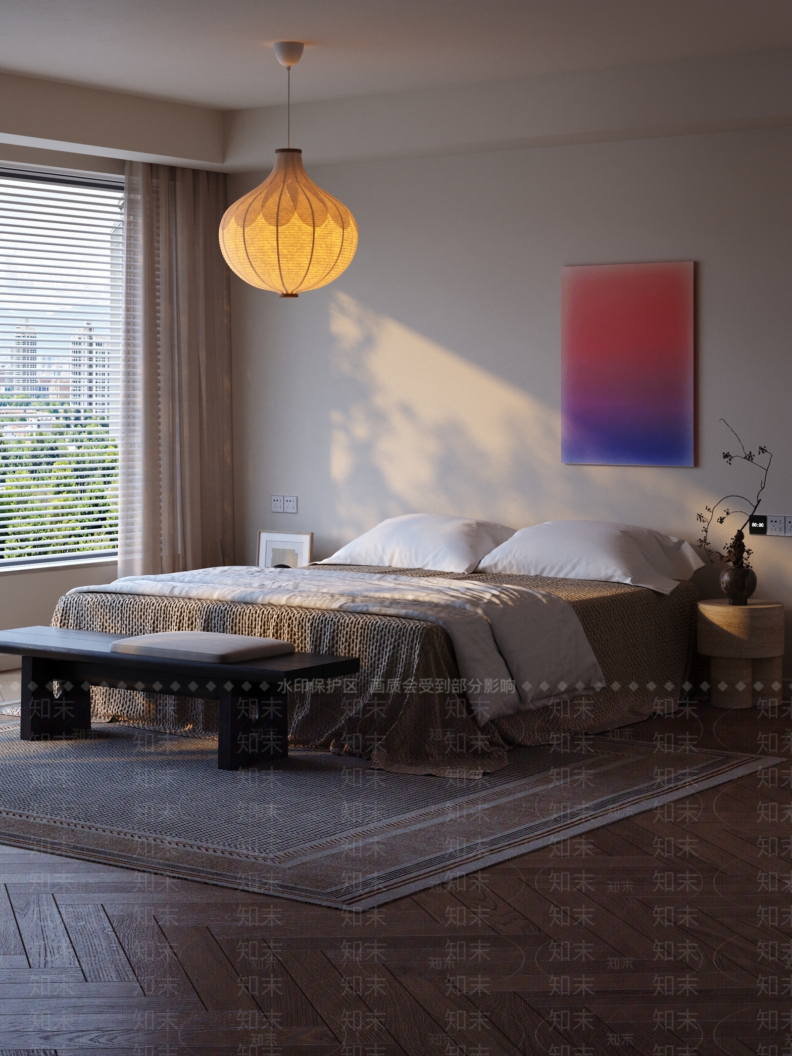 侘寂家居卧室3D模型下载【ID:1234121187】