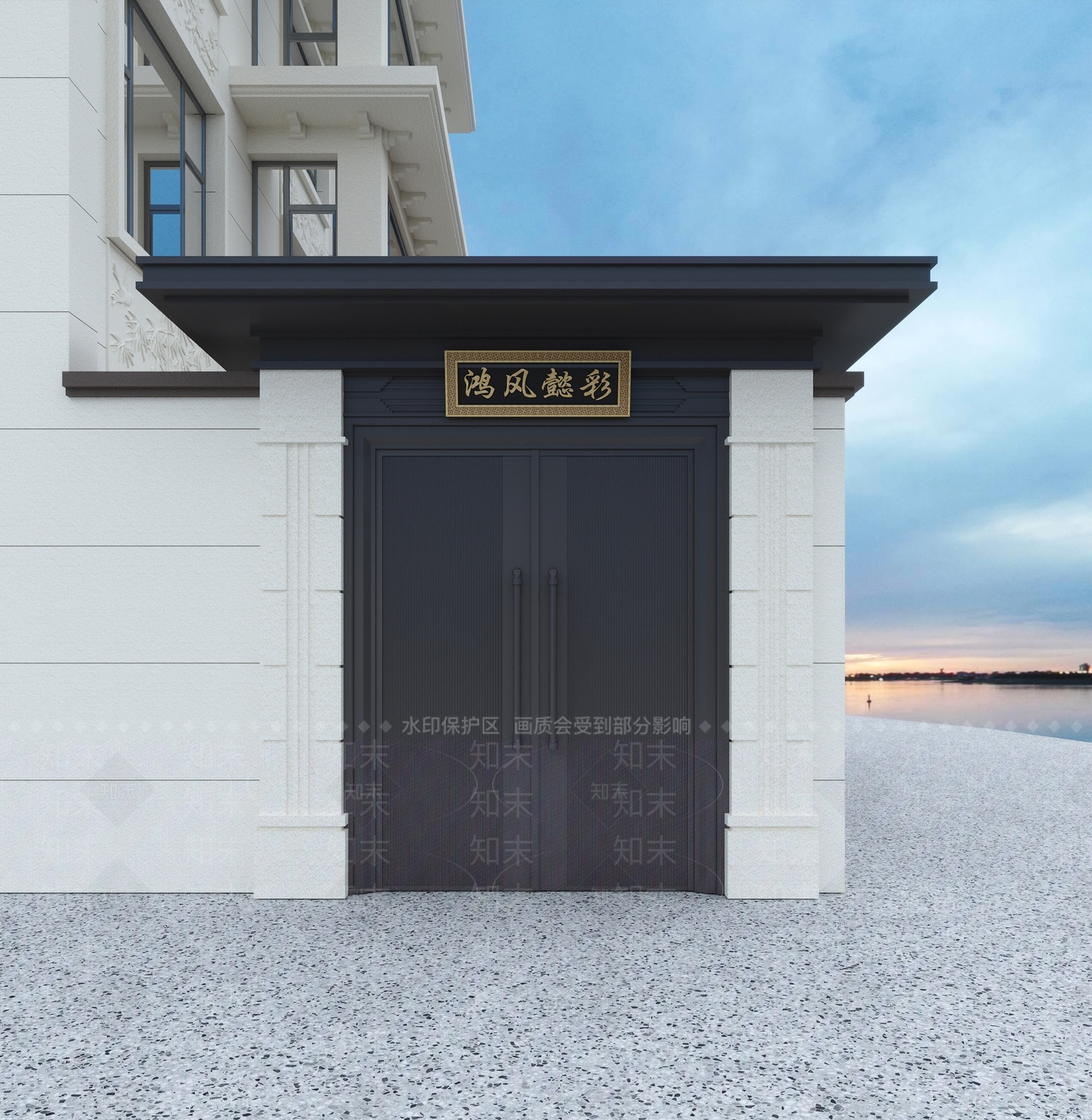 新中式双开门3D模型下载【ID:1234123508】