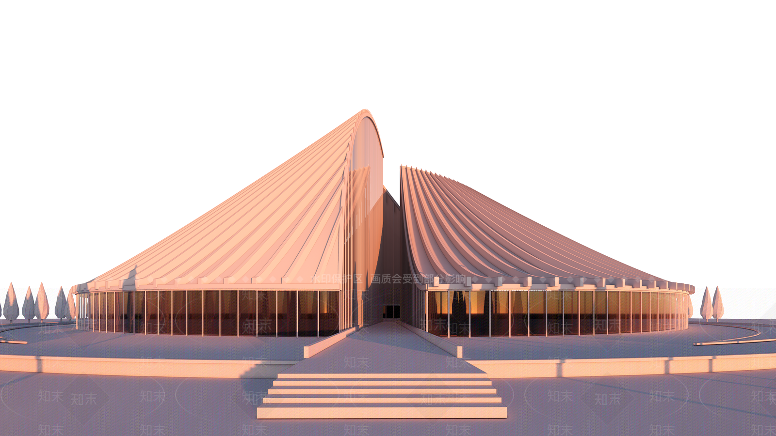 现代主义展览馆建筑SU模型下载【ID:1234123365】