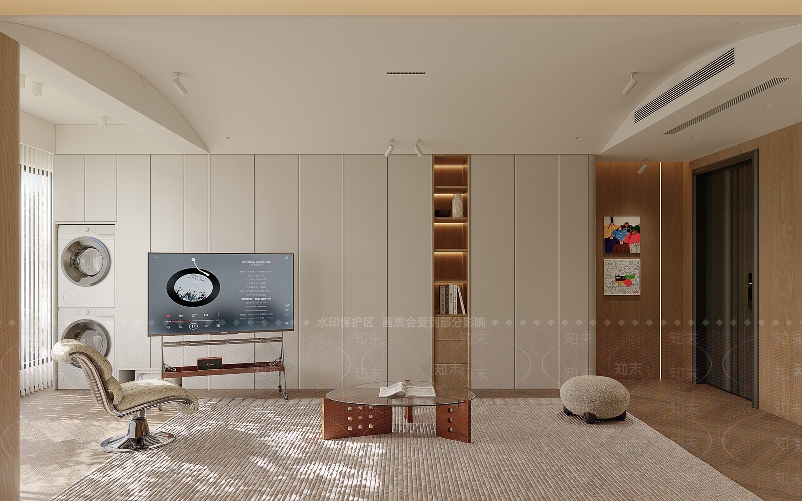 原木风大平层客餐厅3D模型下载【ID:1234123832】
