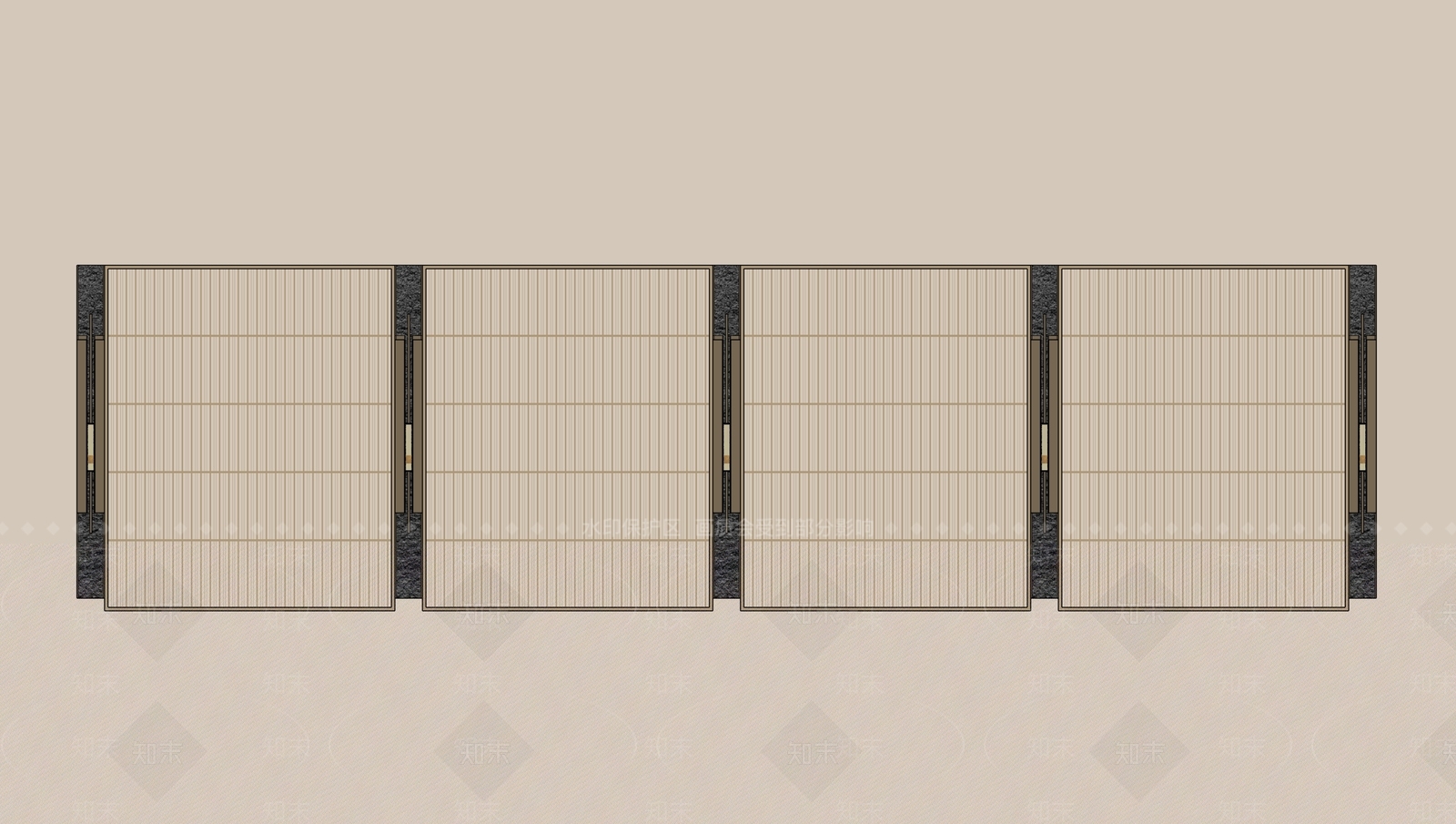 新中式景墙SU模型下载【ID:1234125369】