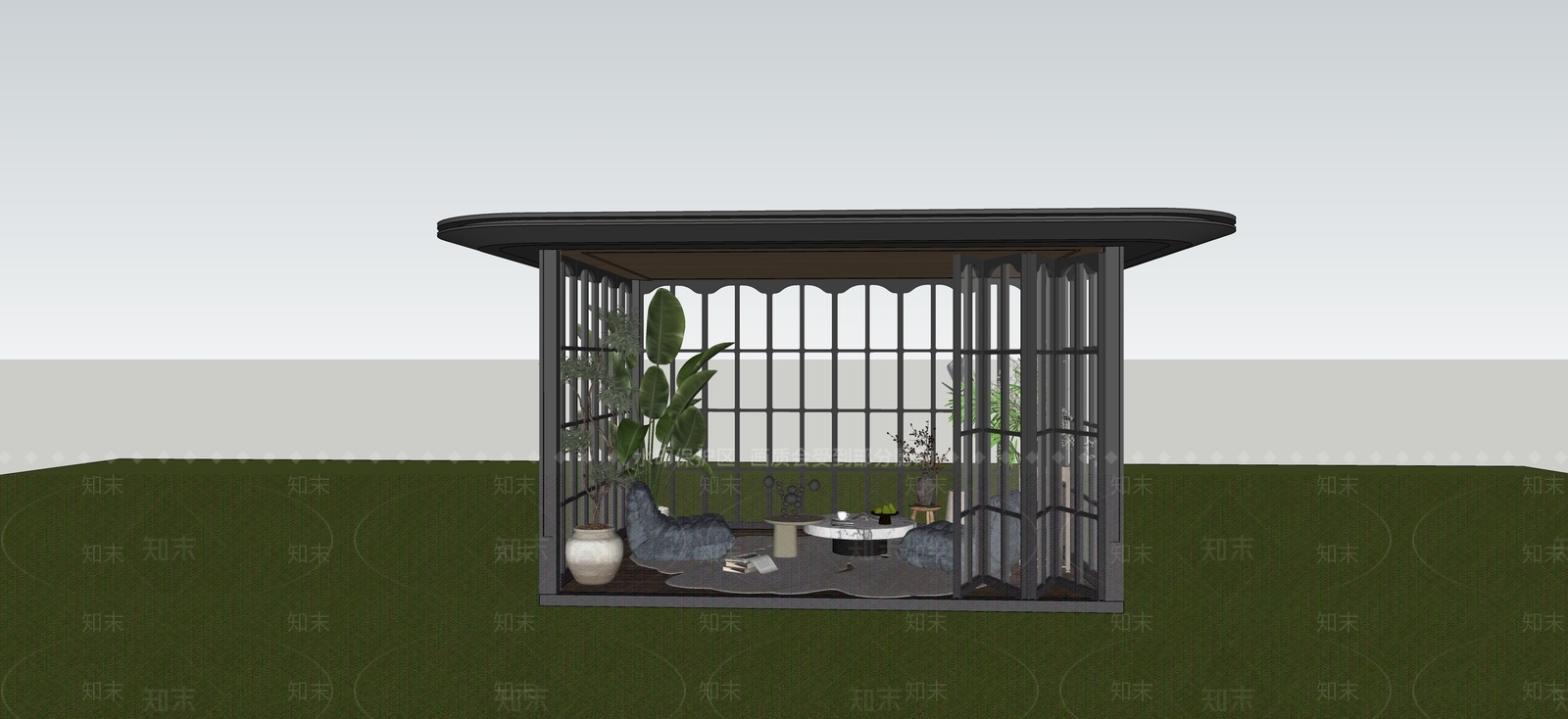 新中式亭子SU模型下载【ID:1234125664】
