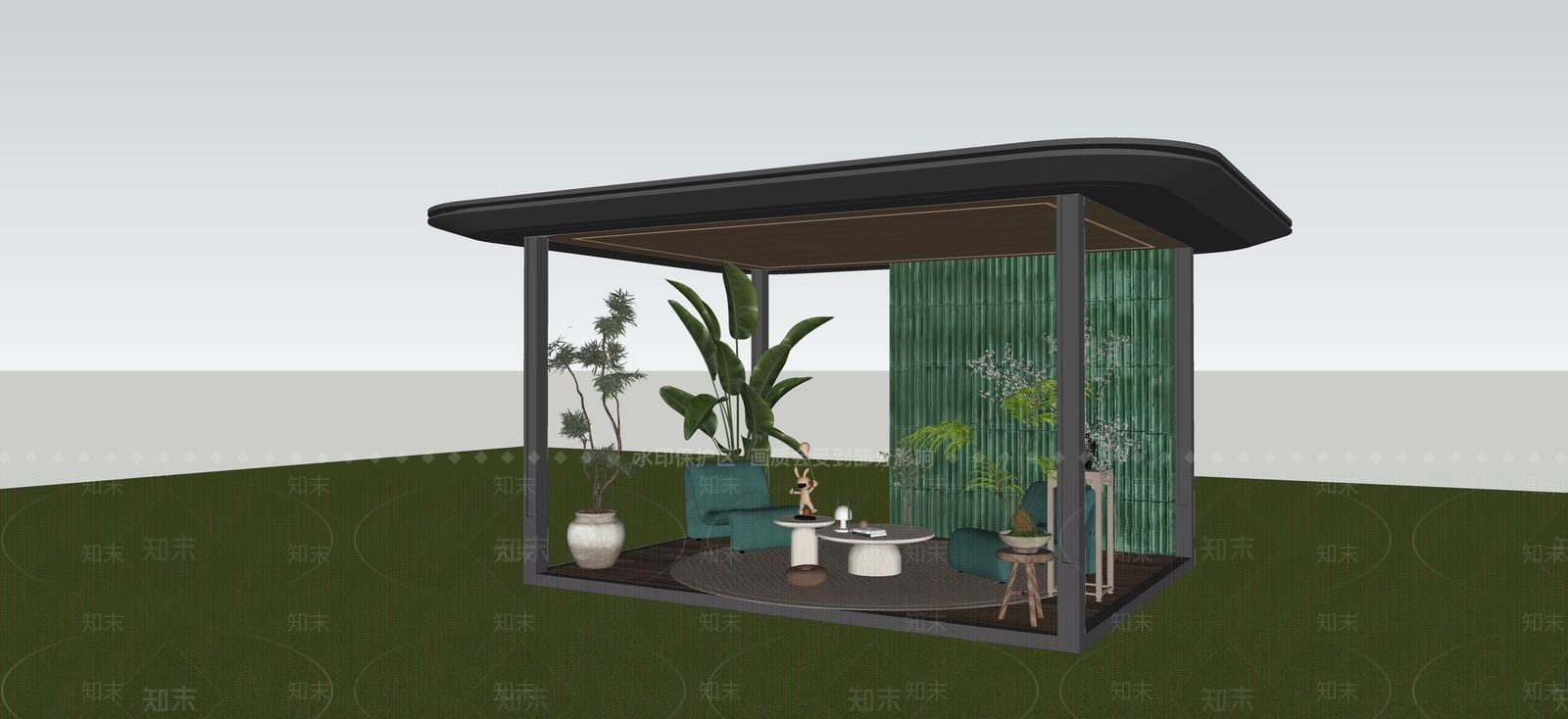 现代简约廊架SU模型下载【ID:1234126464】