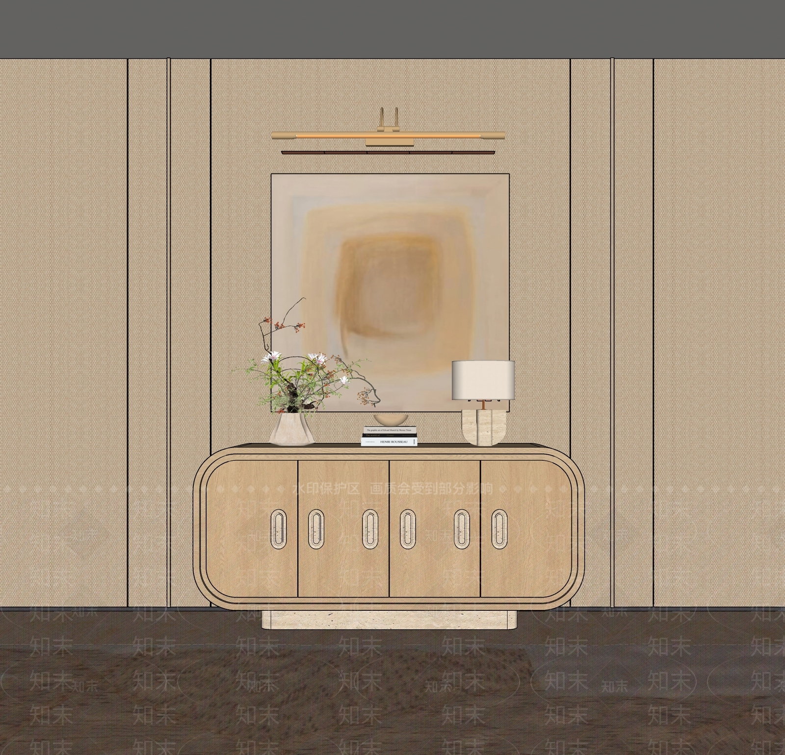 原木风家居客厅SU模型下载【ID:1234127672】