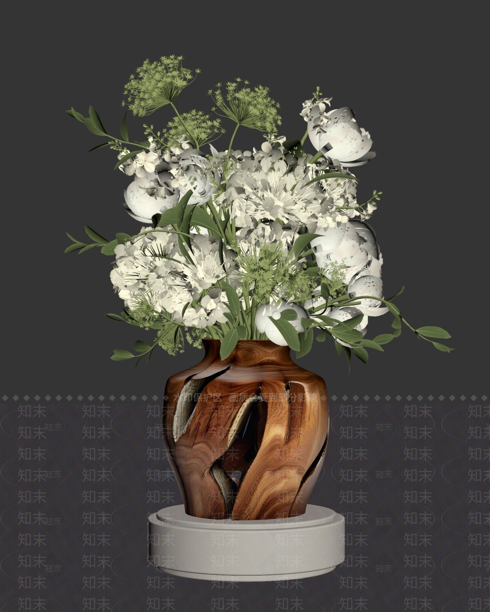 侘寂花艺3D模型下载【ID:1234128259】