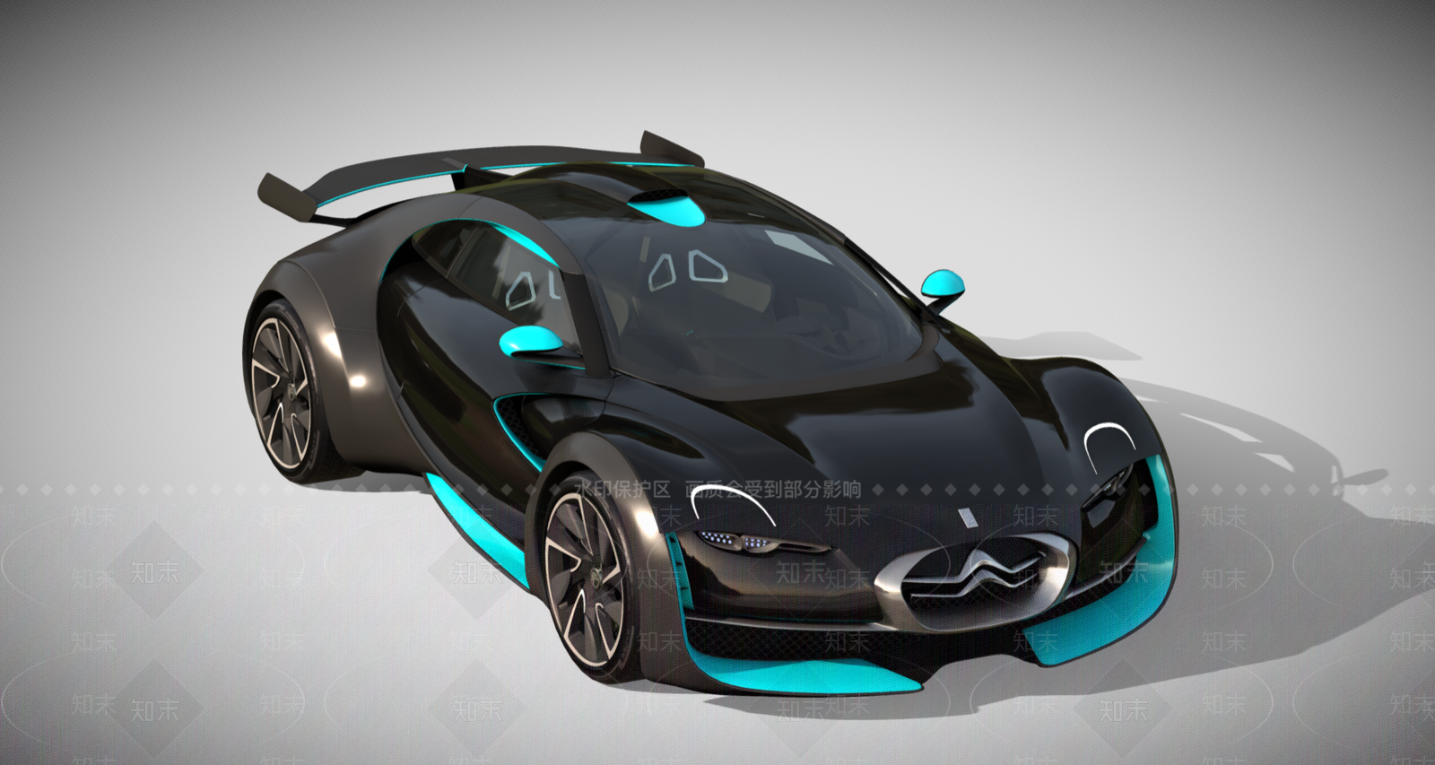 未来主义汽车3D模型渲染效果图