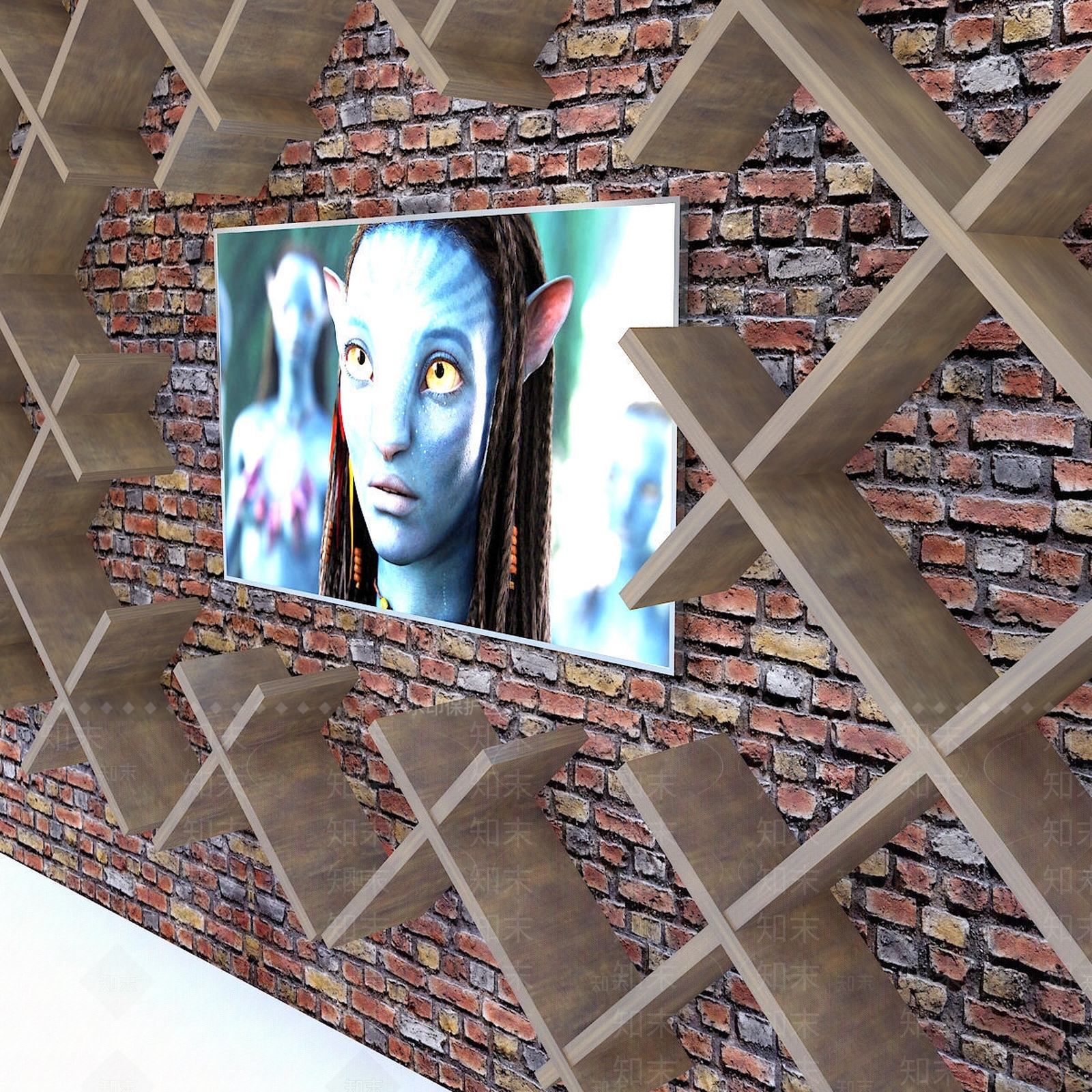 工业风电视背景墙3D模型下载【ID:1234129059】