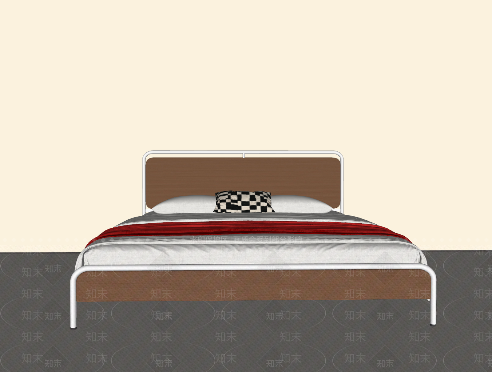 现代简约双人床SU模型下载【ID:1234130591】
