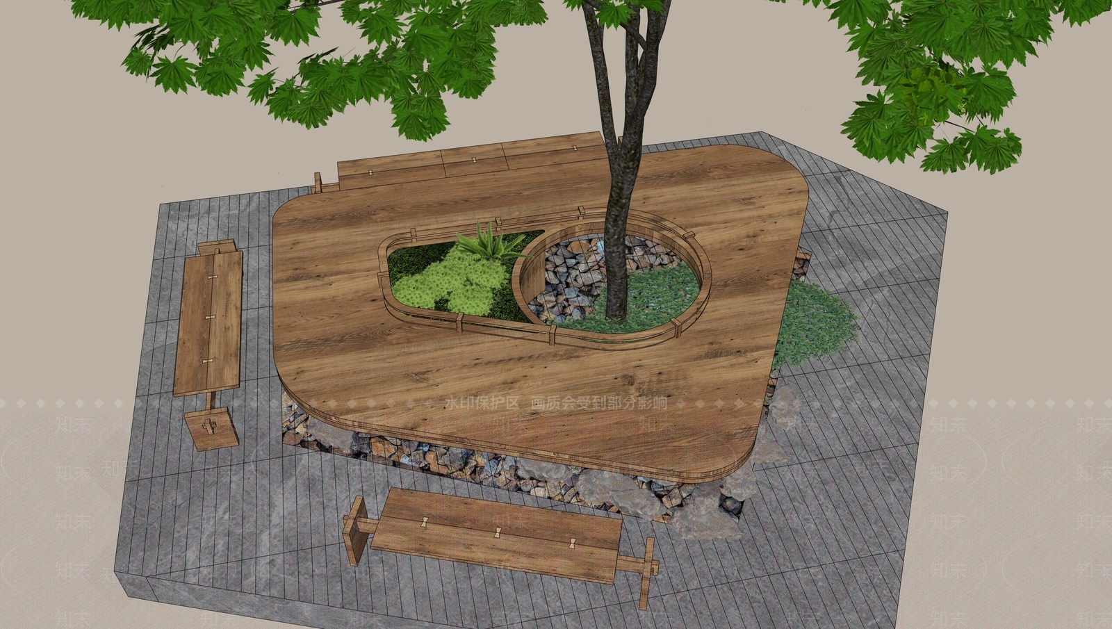 新中式景观景观座椅SU模型下载【ID:1234130770】