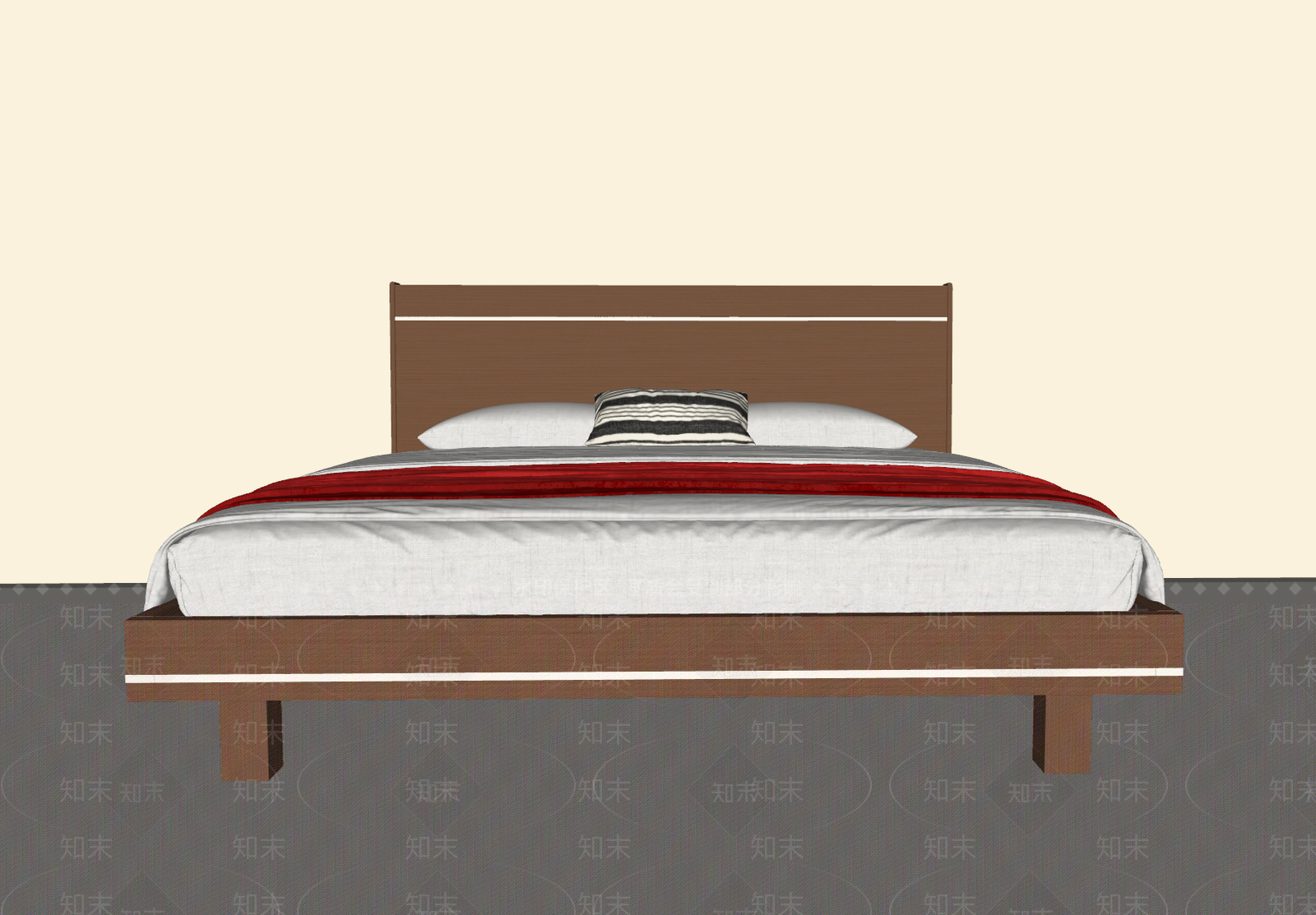 现代简约双人床SU模型下载【ID:1234131343】