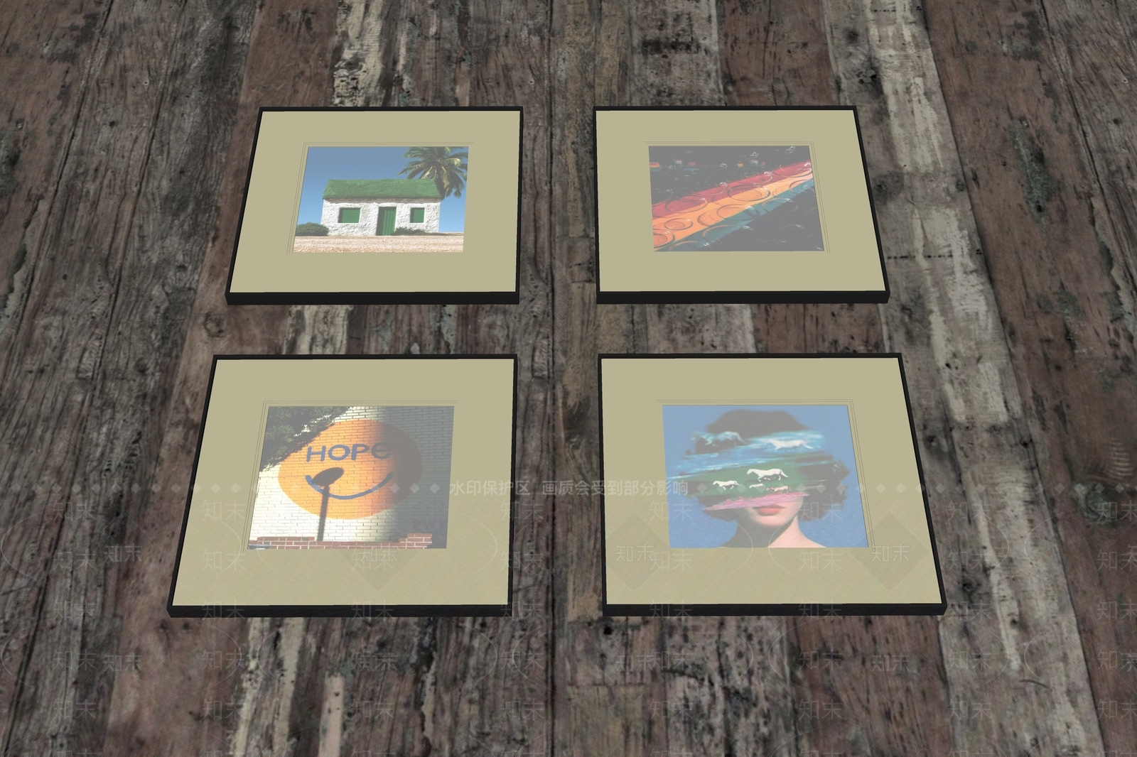 复古工业风挂画组合SU模型下载【ID:1234131922】